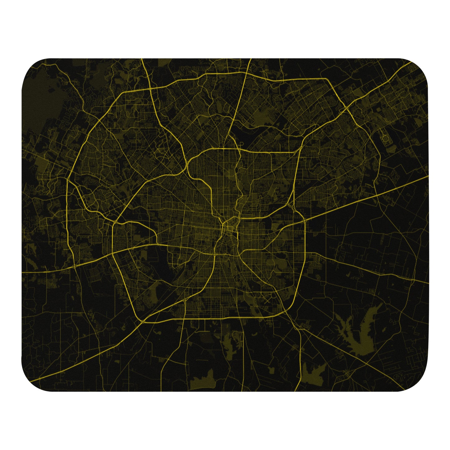 San Antonio Black and Yellow Map Mouse Pad