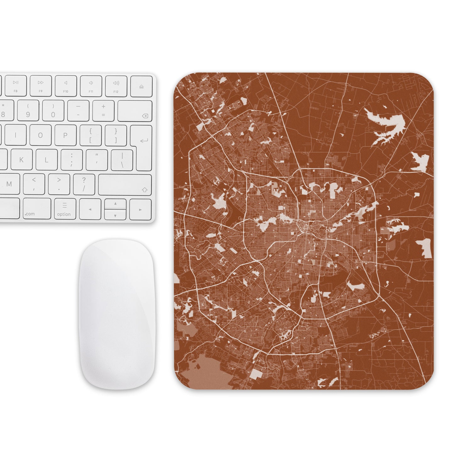 San Antonio Brown and White Map Mouse Pad