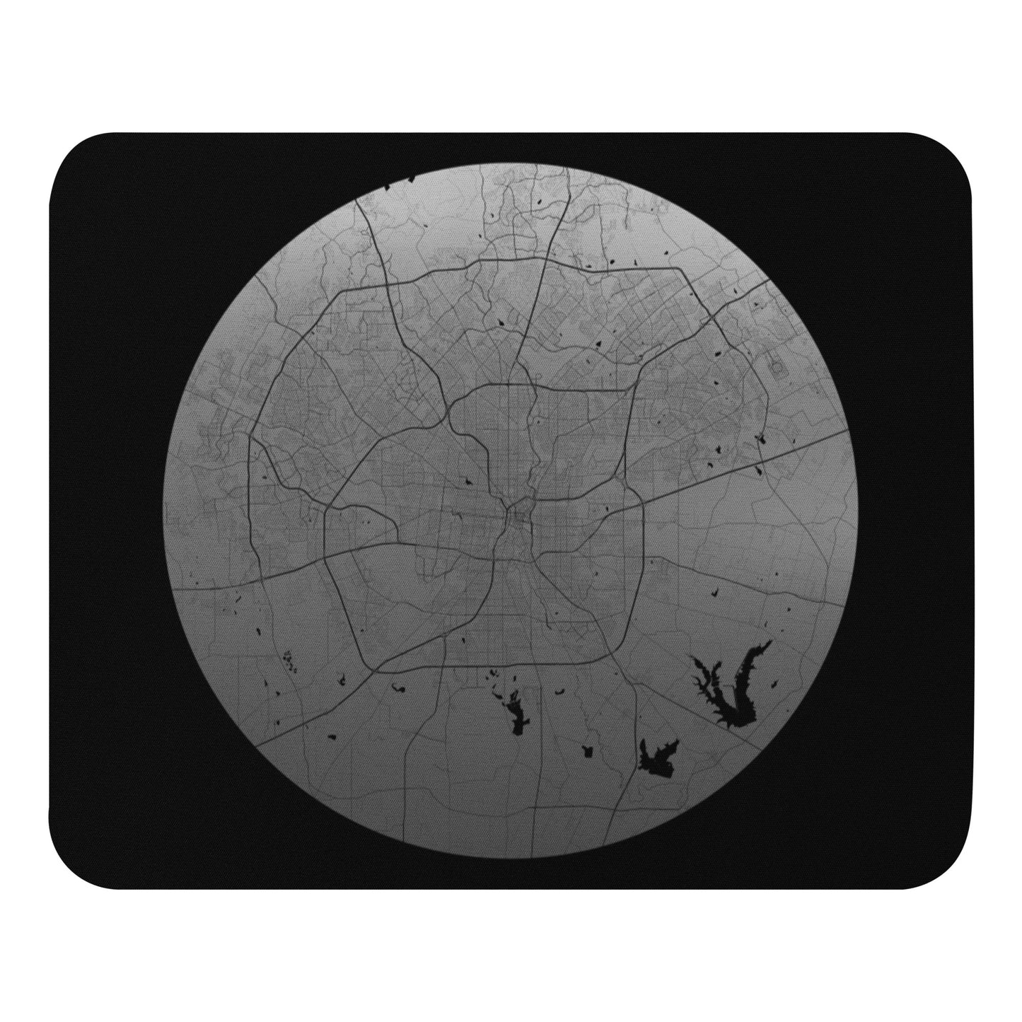 San Antonio Silver on Black Map Mouse Pad