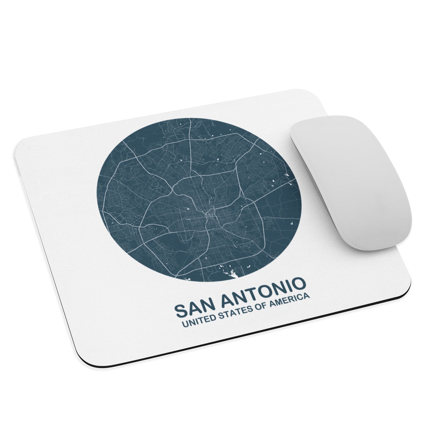 San Antonio Circular Blue Map Mouse Pad