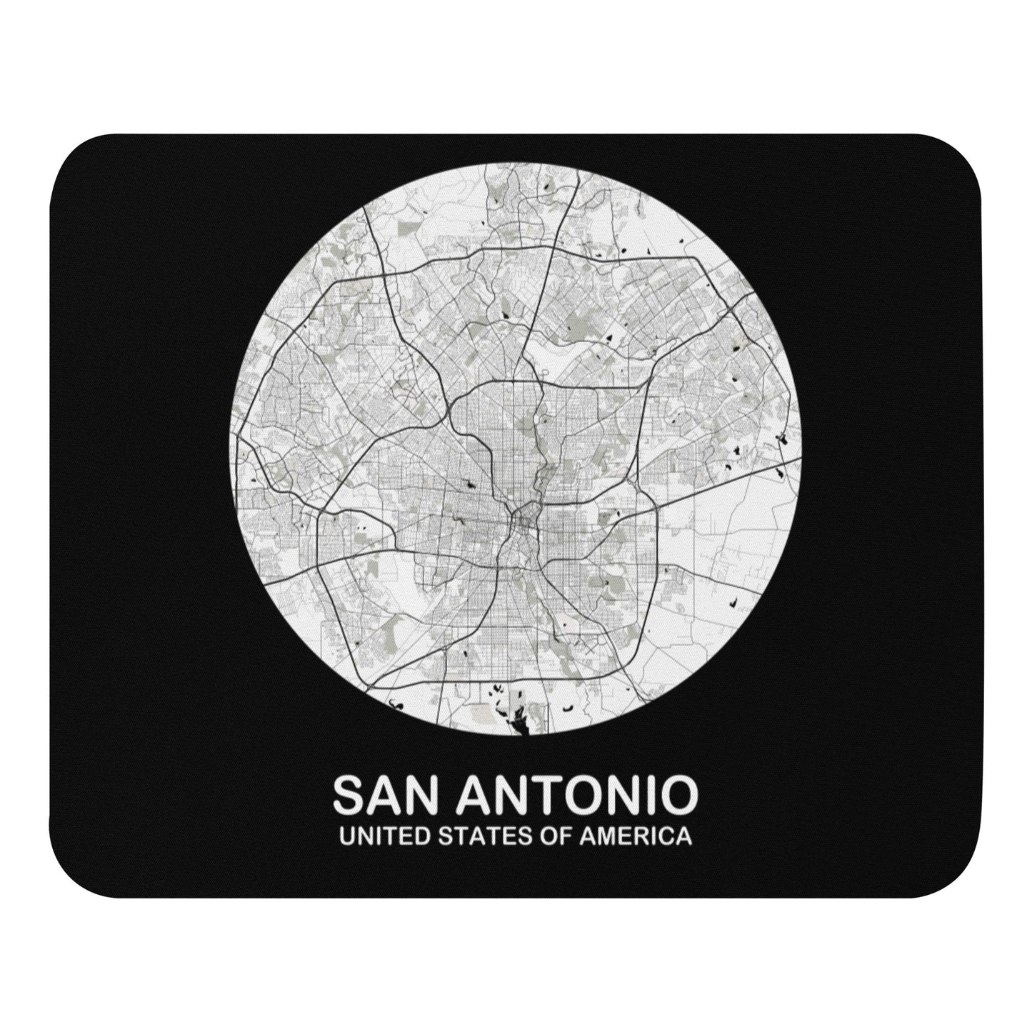 San Antonio Circular White Map Mouse Pad