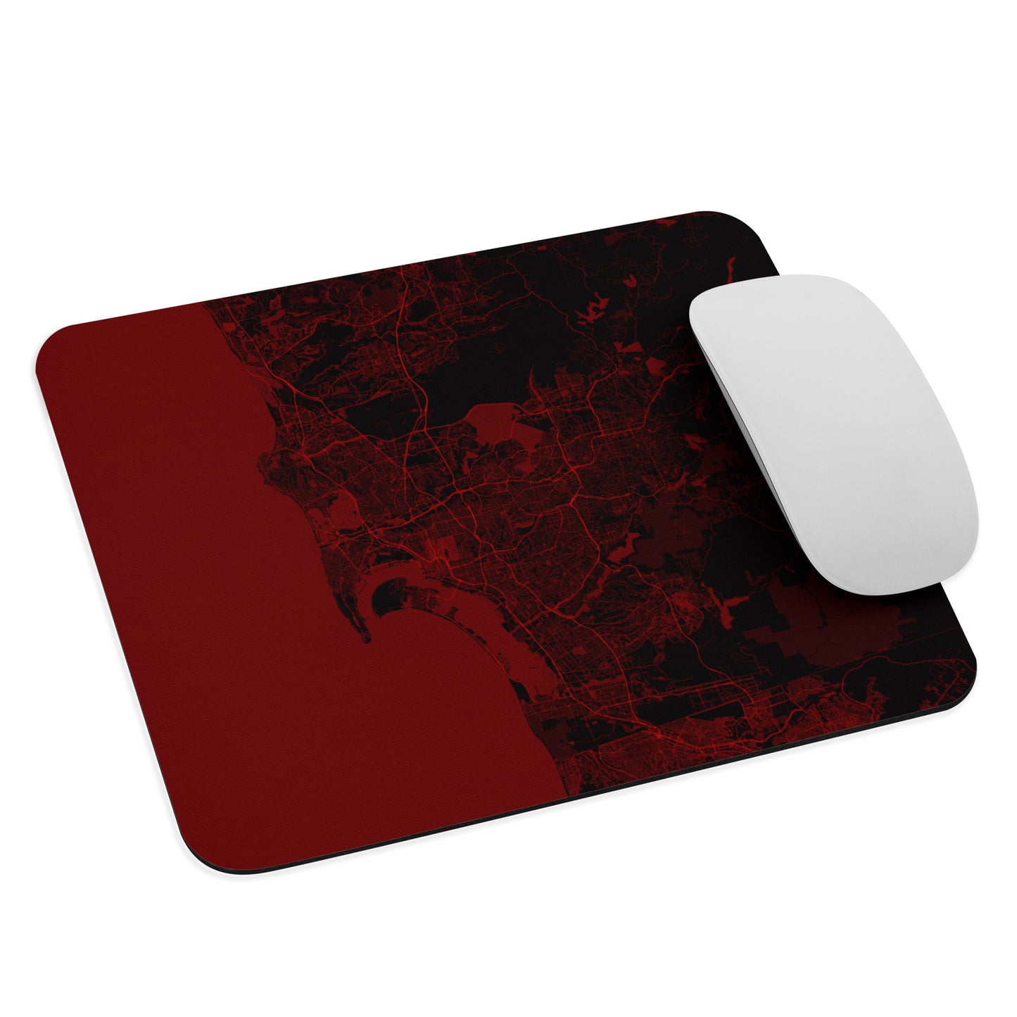 San Diego Black and Red Map Mouse Pad