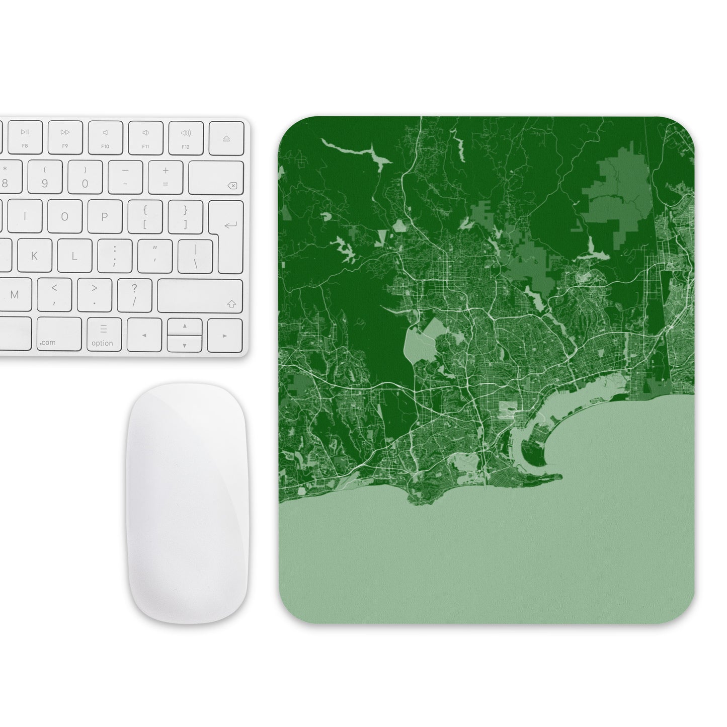 San Diego Green and White Map Mouse Pad