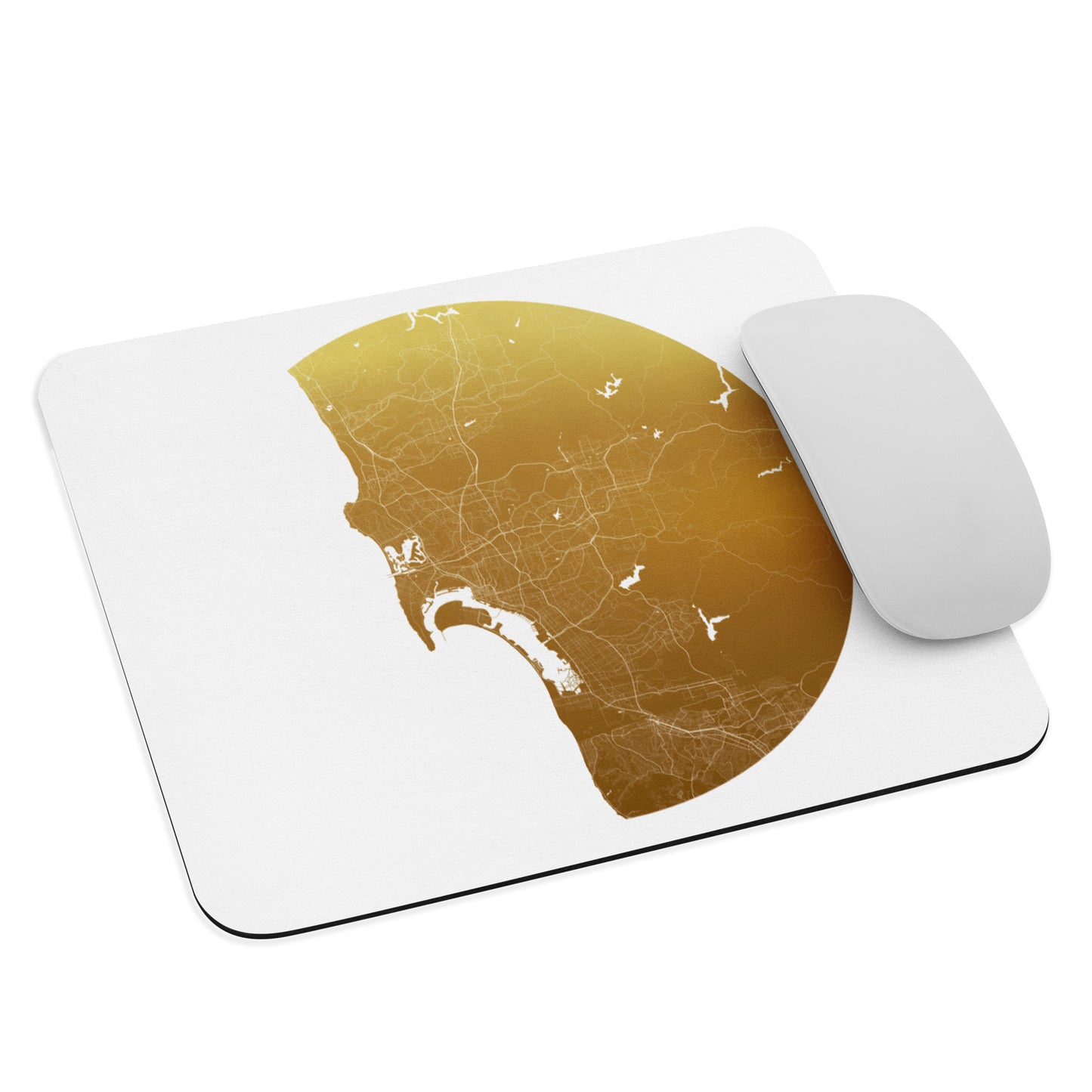 San Diego Gold on White Map Mouse Pad