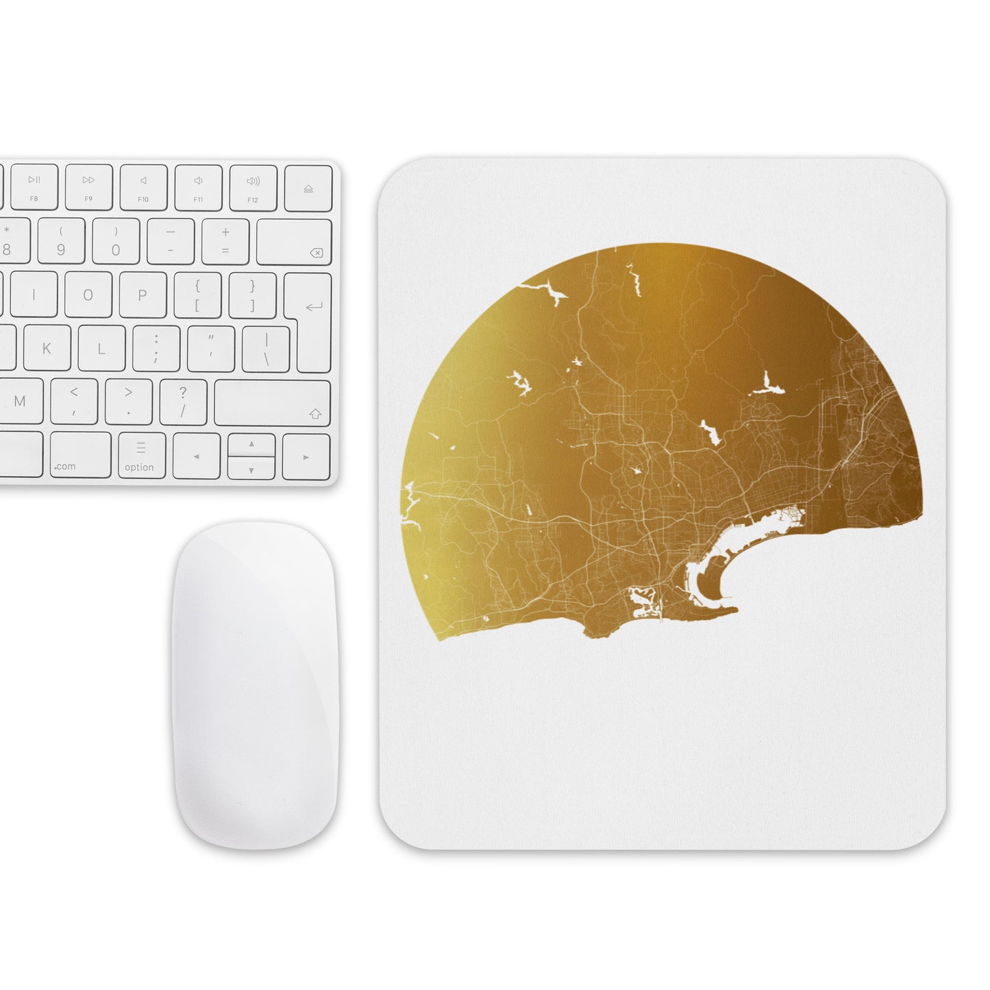 San Diego Gold on White Map Mouse Pad