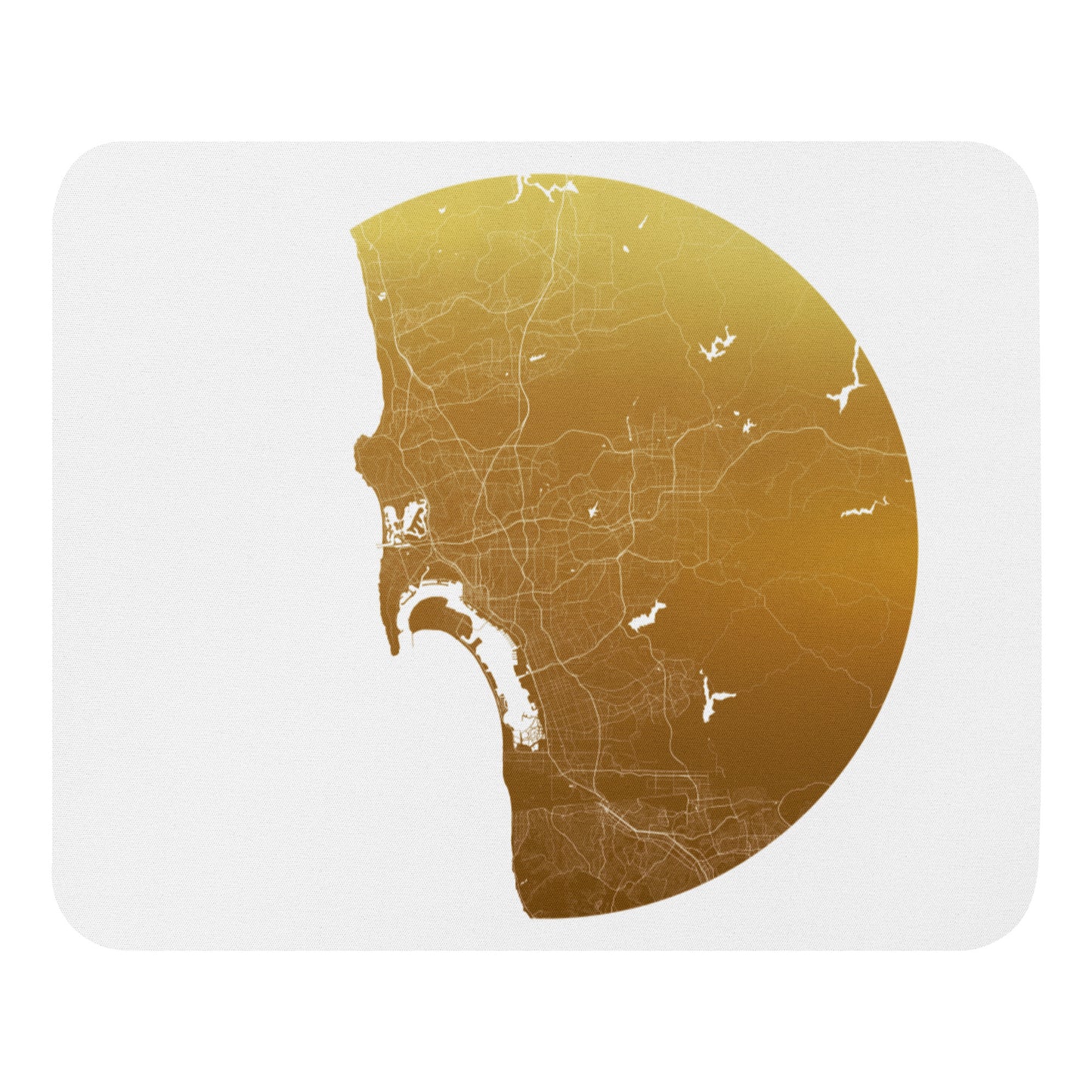 San Diego Gold on White Map Mouse Pad