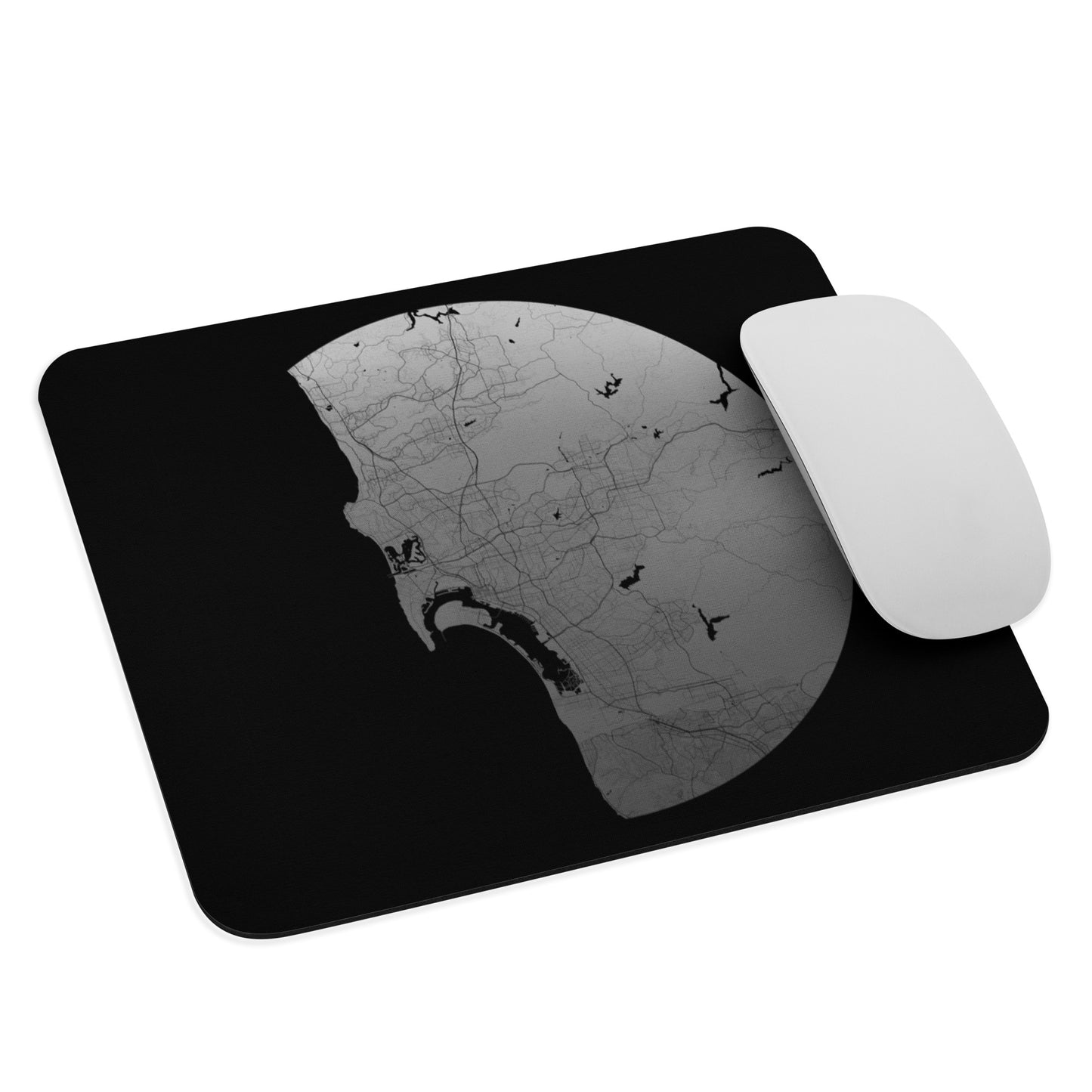 San Diego Silver on Black Map Mouse Pad