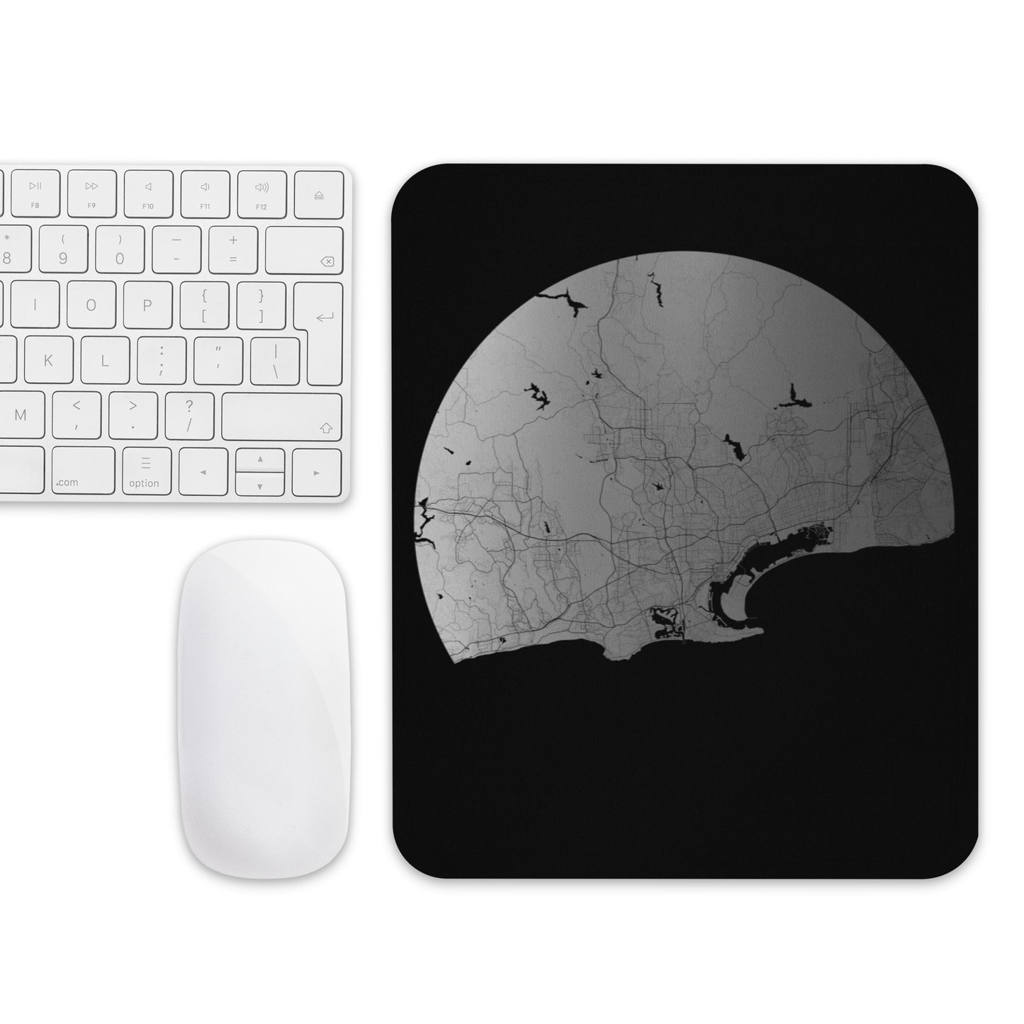 San Diego Silver on Black Map Mouse Pad