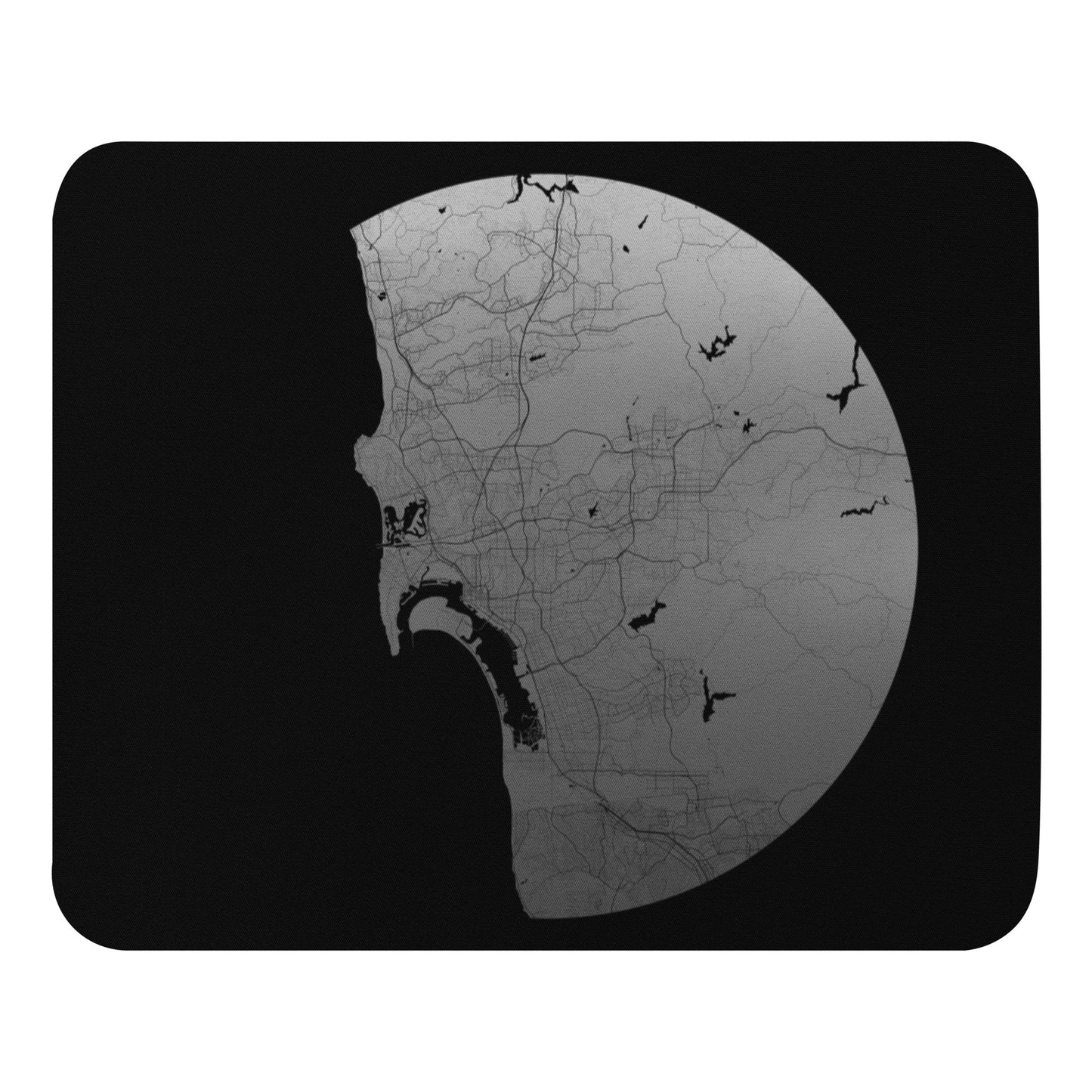 San Diego Silver on Black Map Mouse Pad