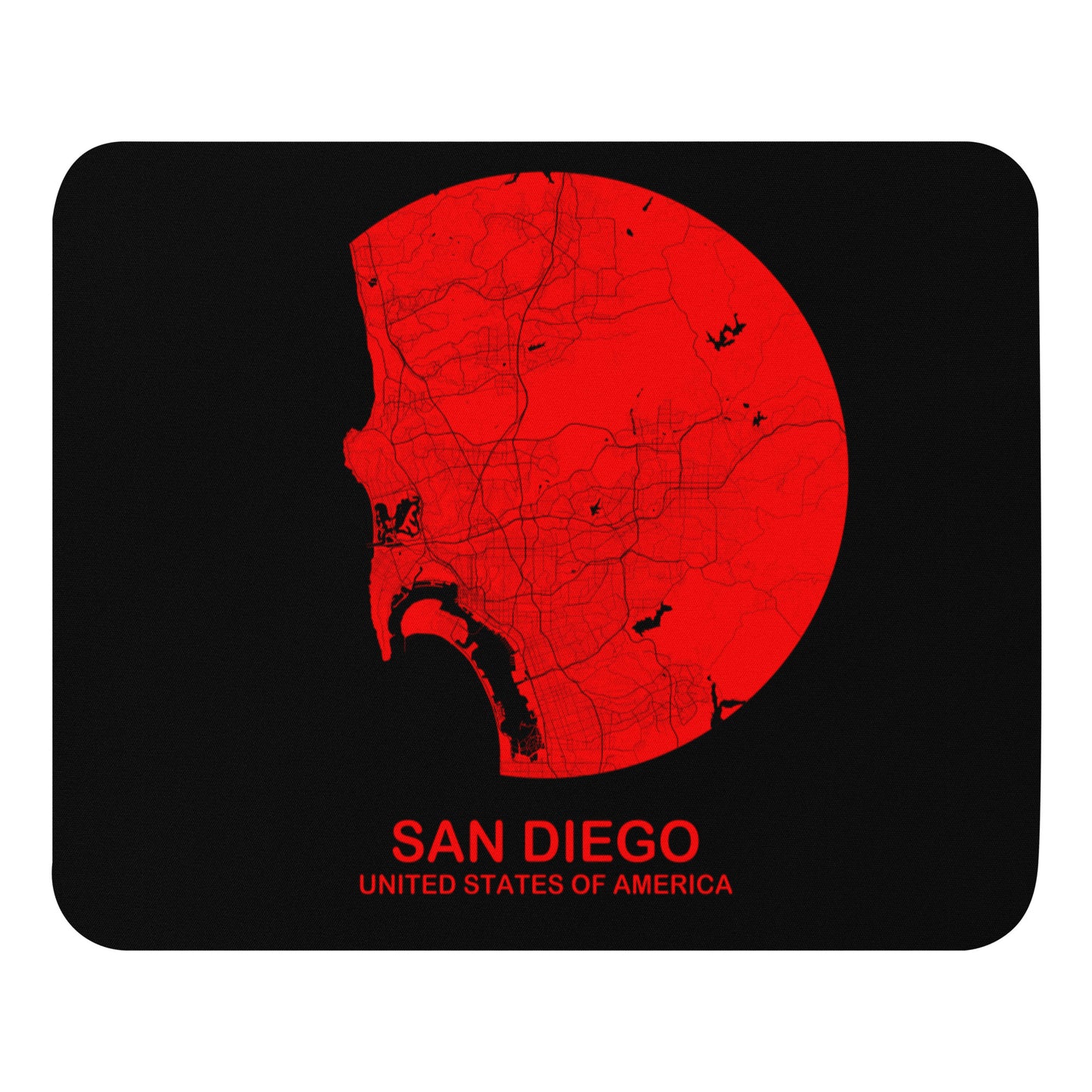 San Diego Circular Red Map Mouse Pad