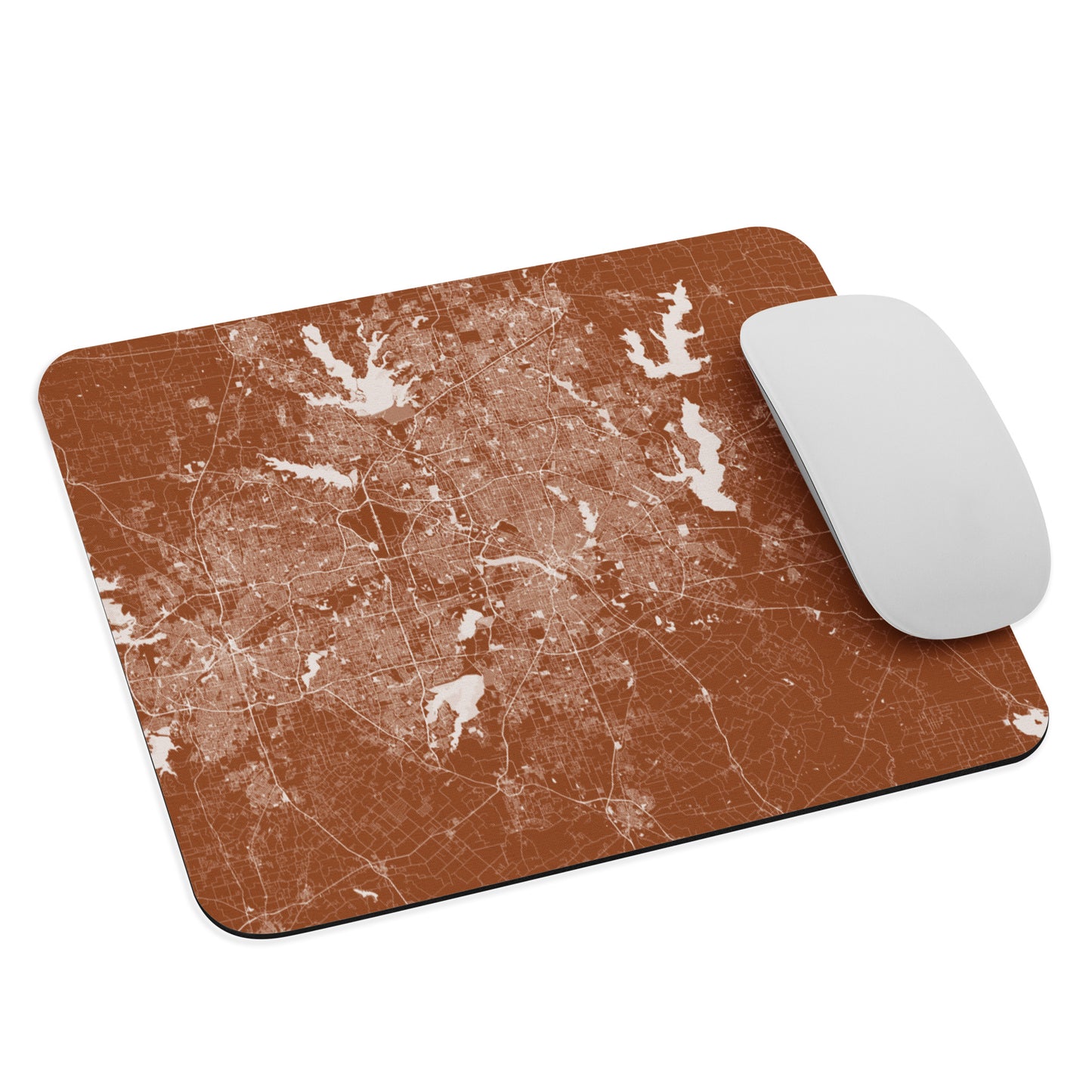 Dallas Brown and White Map Mouse Pad