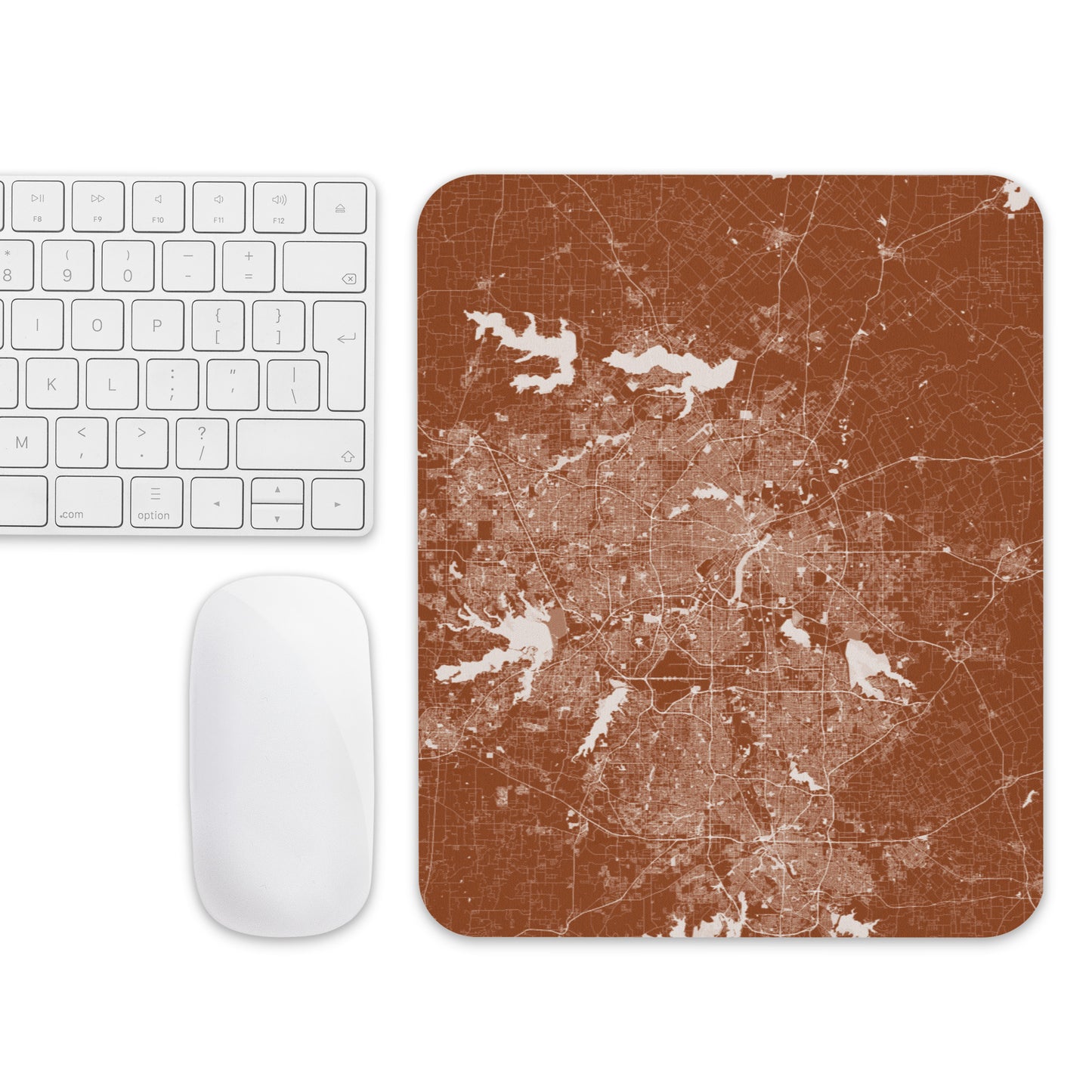 Dallas Brown and White Map Mouse Pad