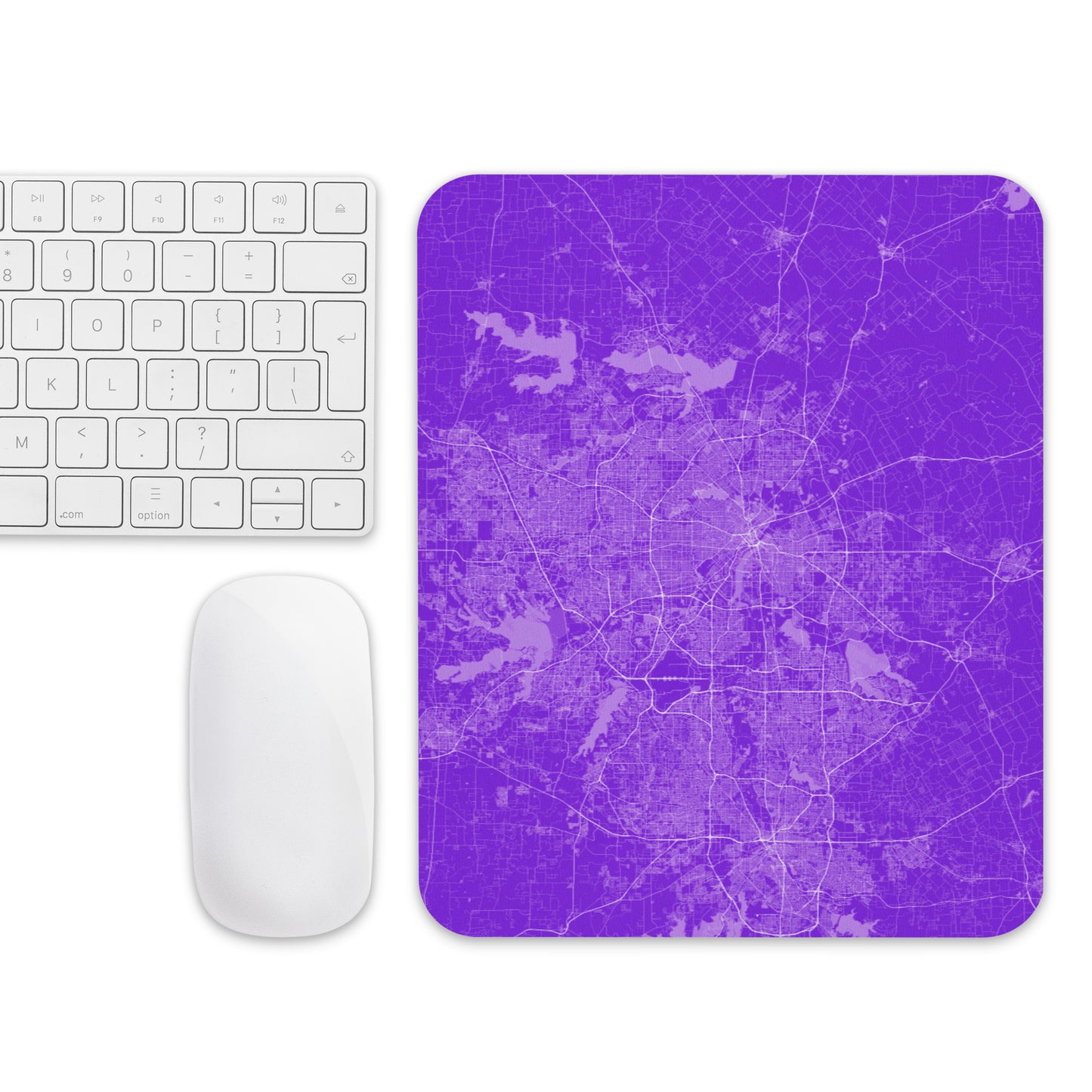 Dallas Purple and White Map Mouse Pad