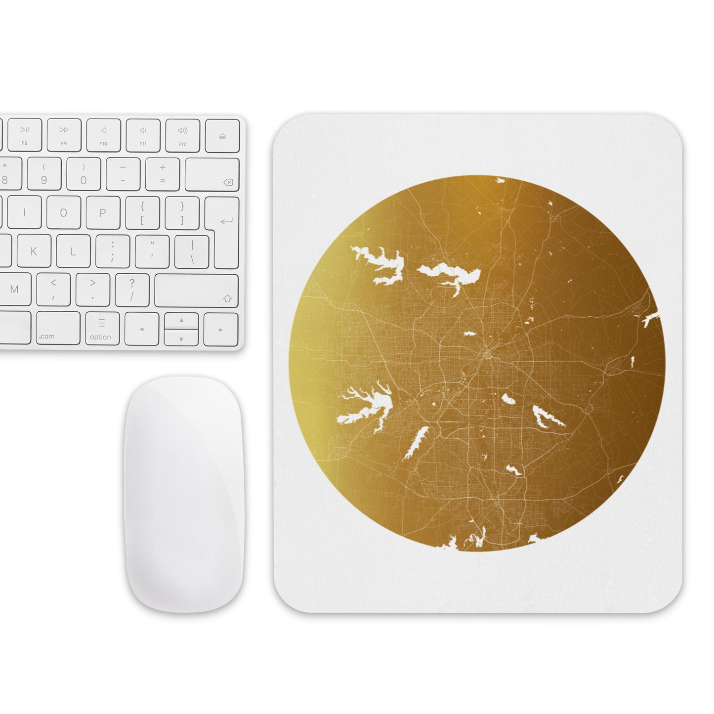 Dallas Gold on White Map Mouse Pad