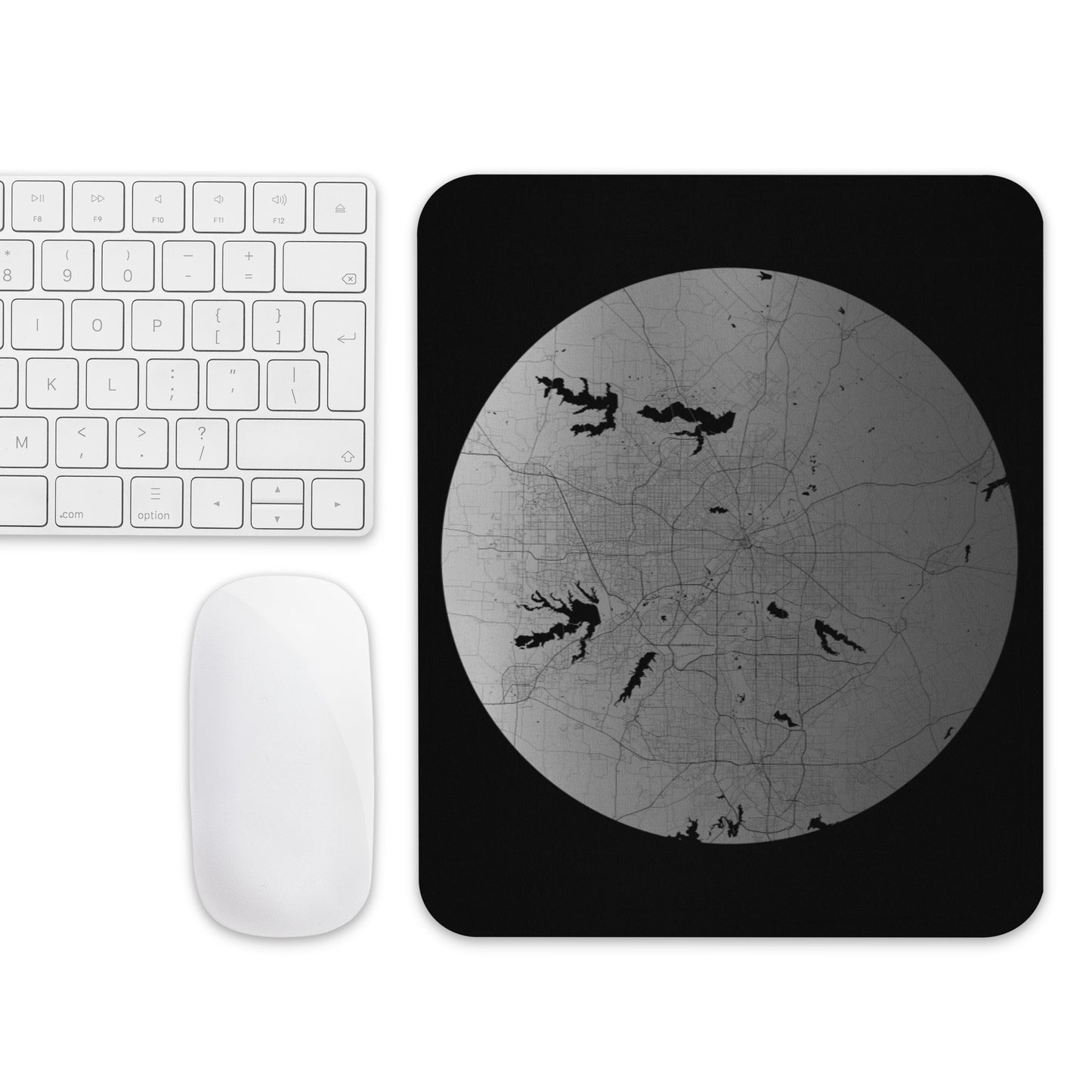 Dallas Silver on Black Map Mouse Pad