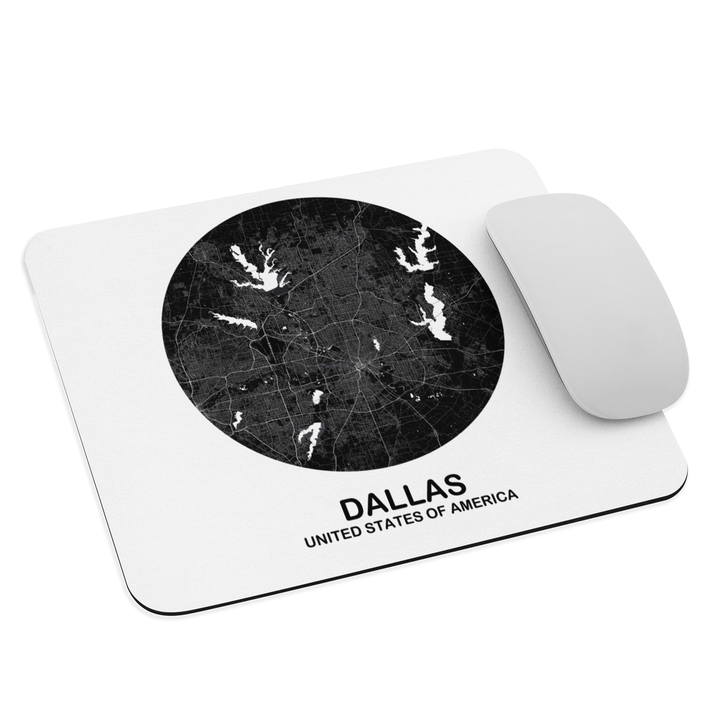 Dallas Circular Black Map Mouse Pad