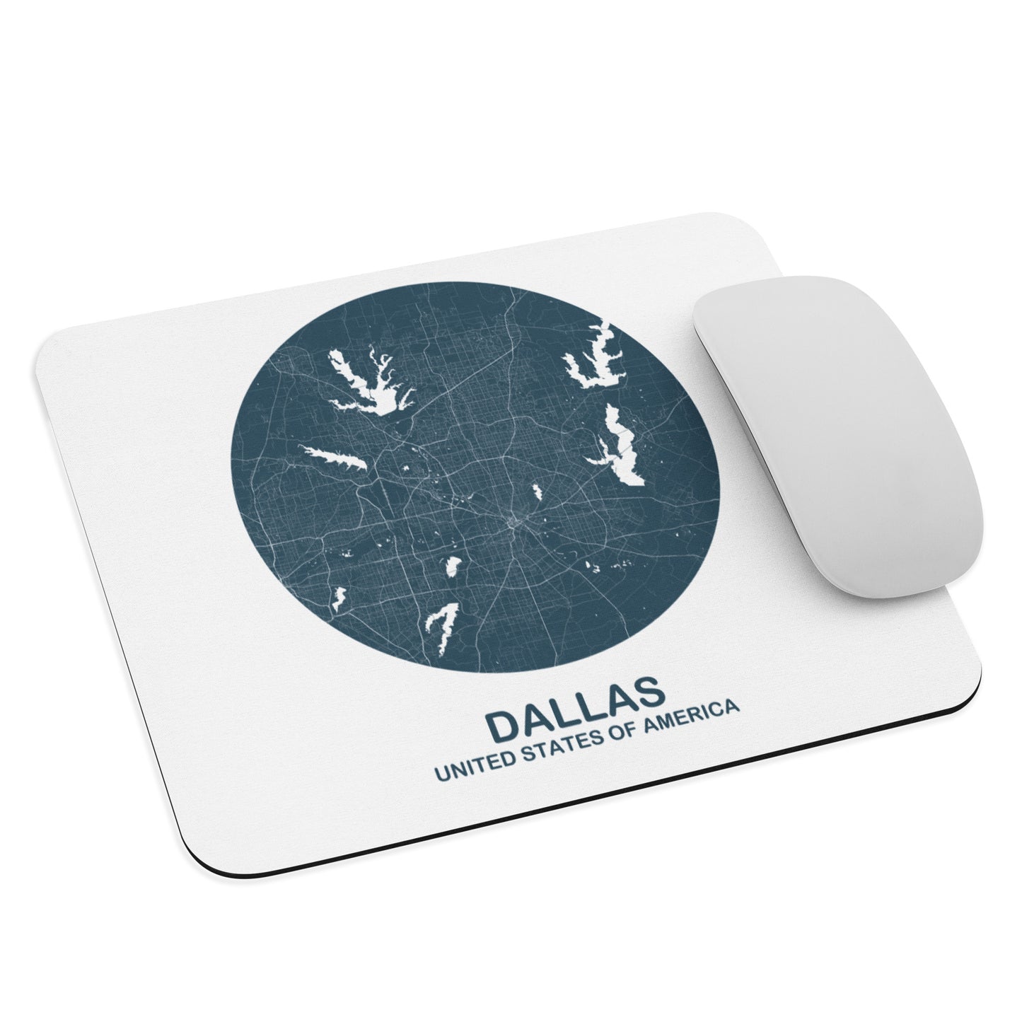 Dallas Circular Blue Map Mouse Pad