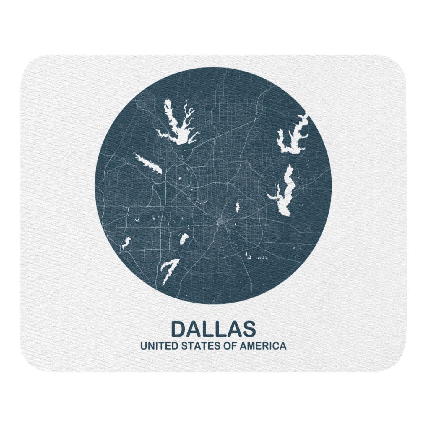 Dallas Circular Blue Map Mouse Pad