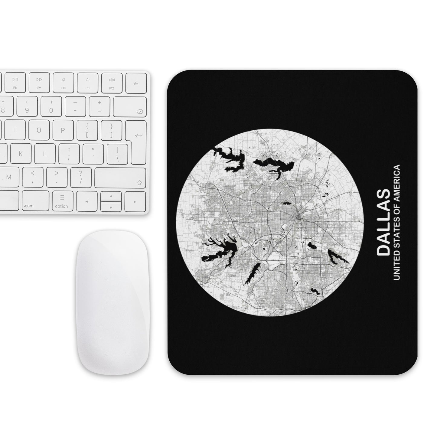 Dallas Circular White Map Mouse Pad