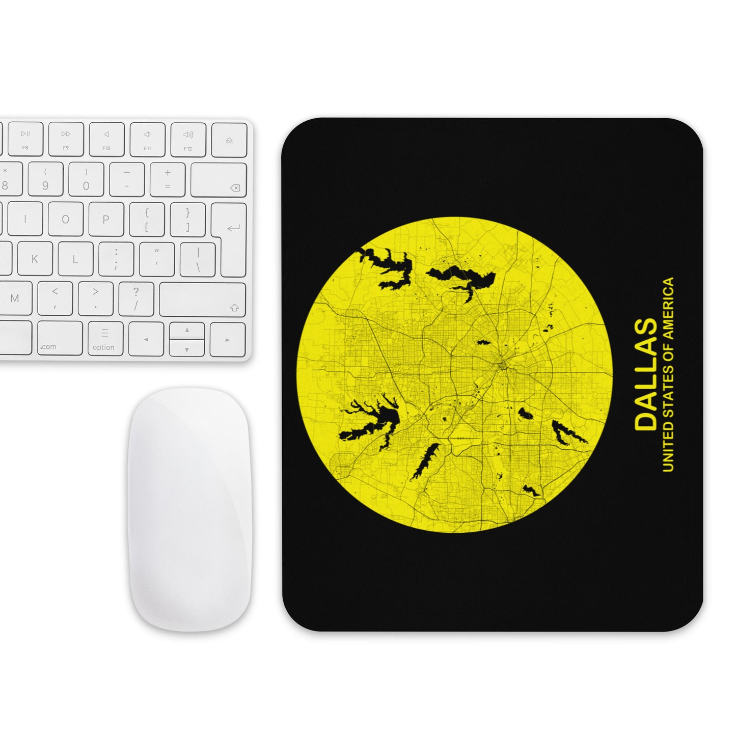 Dallas Circular Yellow Map Mouse Pad