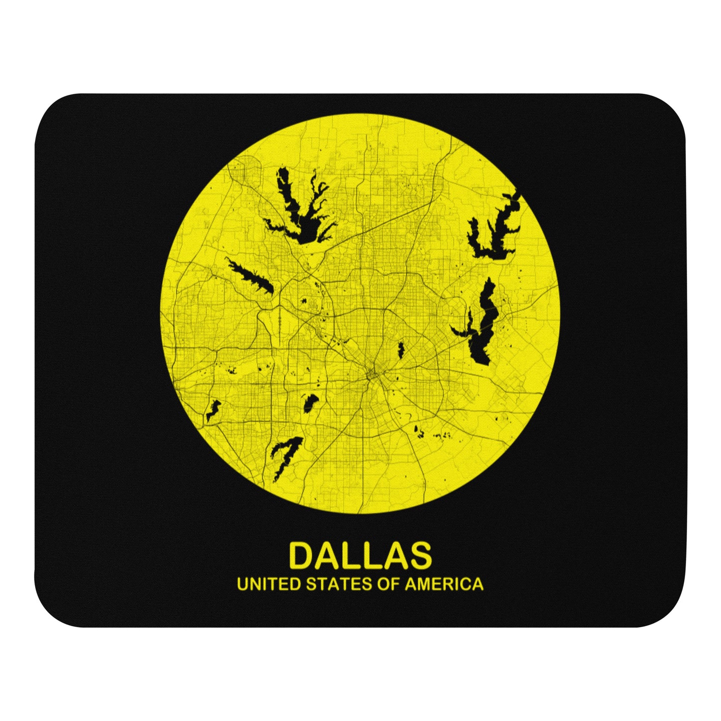 Dallas Circular Yellow Map Mouse Pad