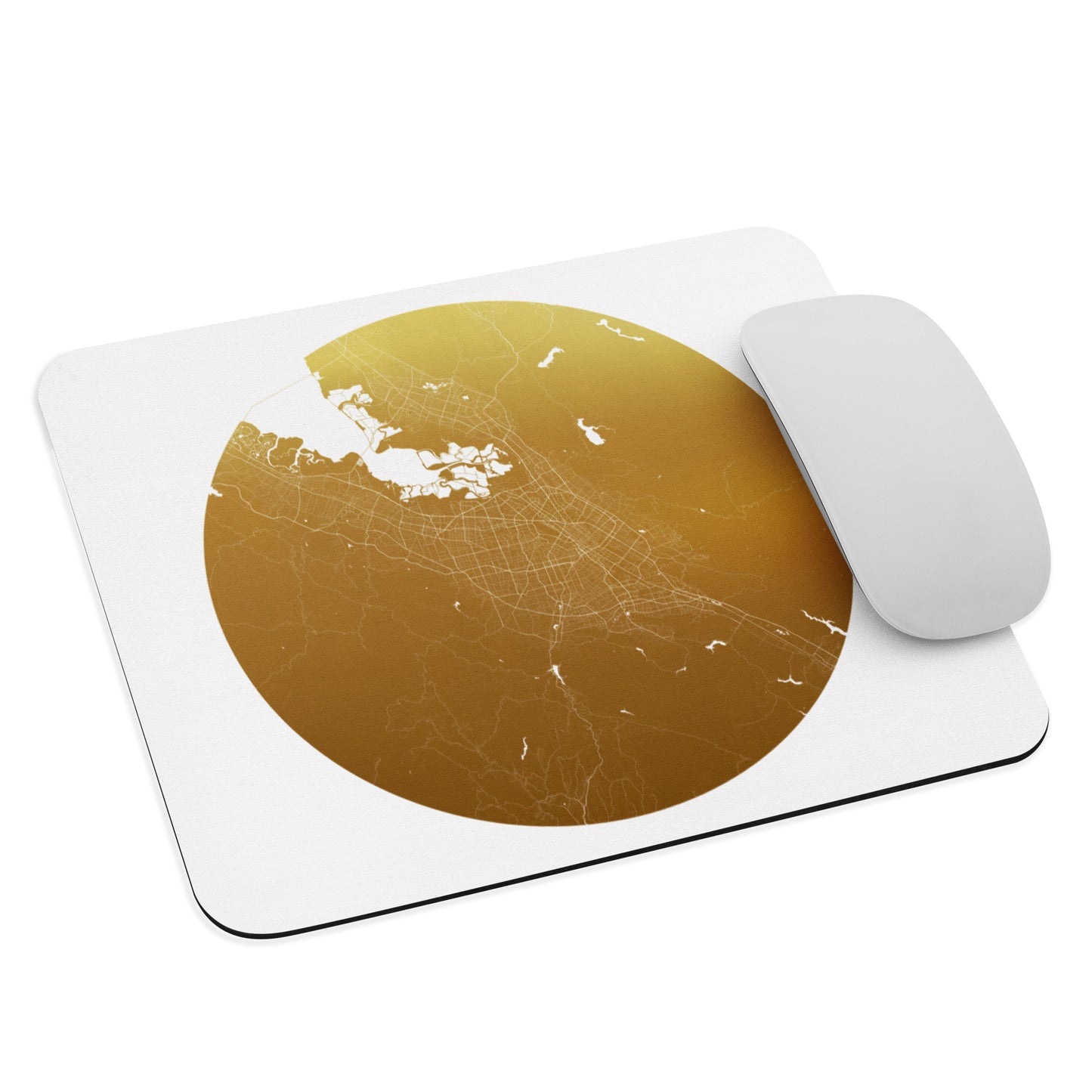 San Jose Gold on White Map Mouse Pad