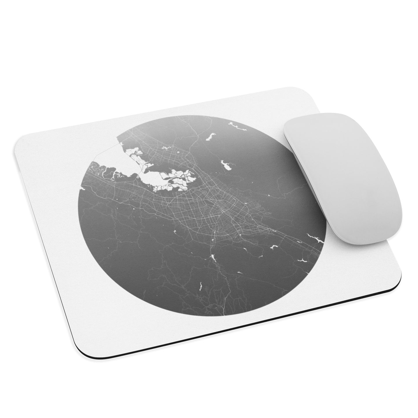 San Jose Silver on White Map Mouse Pad