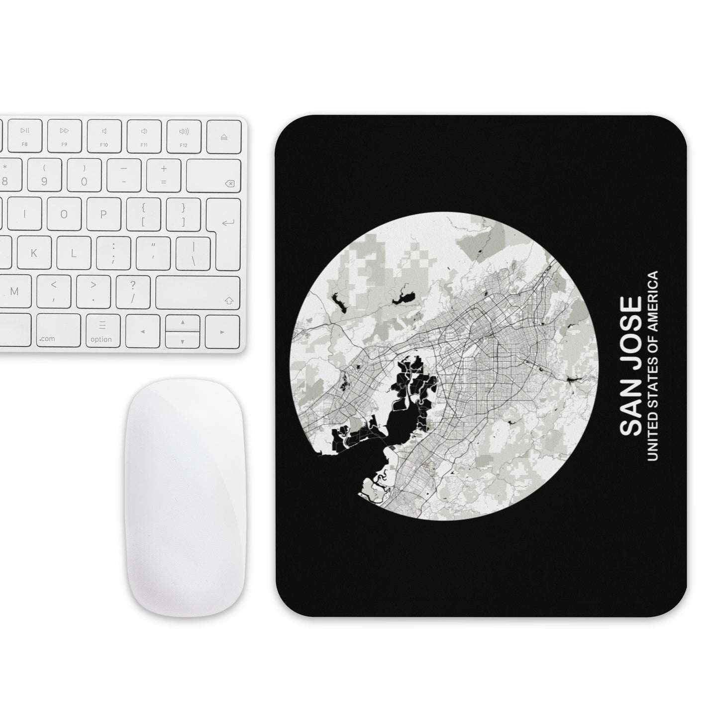 San Jose Circular White Map Mouse Pad