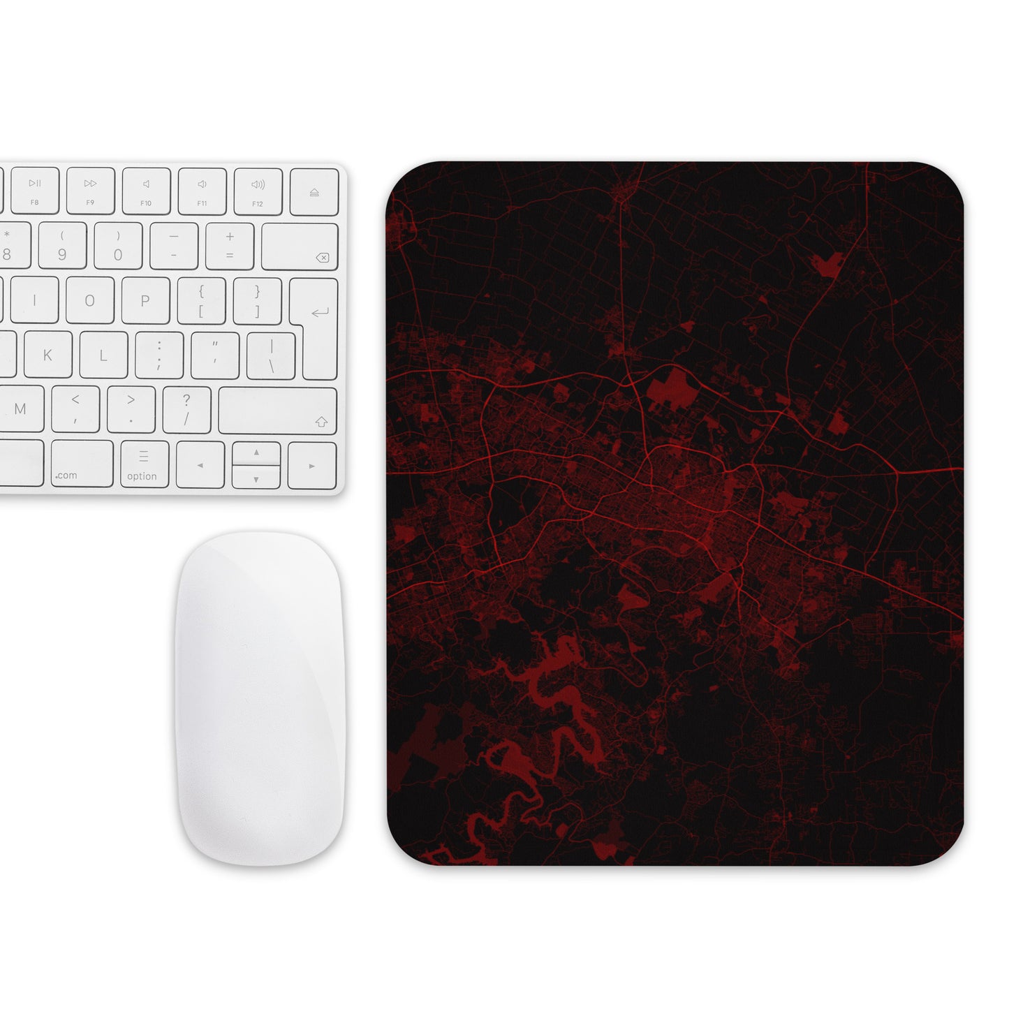 Austin Black and Red Map Mouse Pad