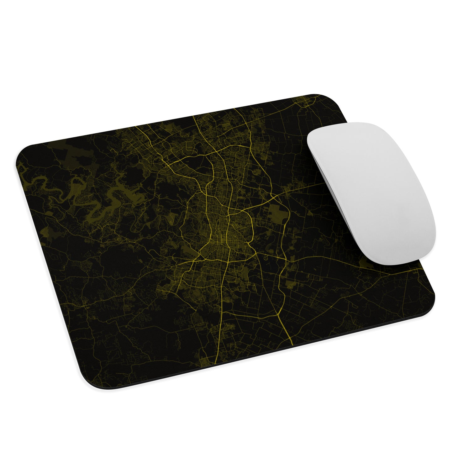 Austin Black and Yellow Map Mouse Pad