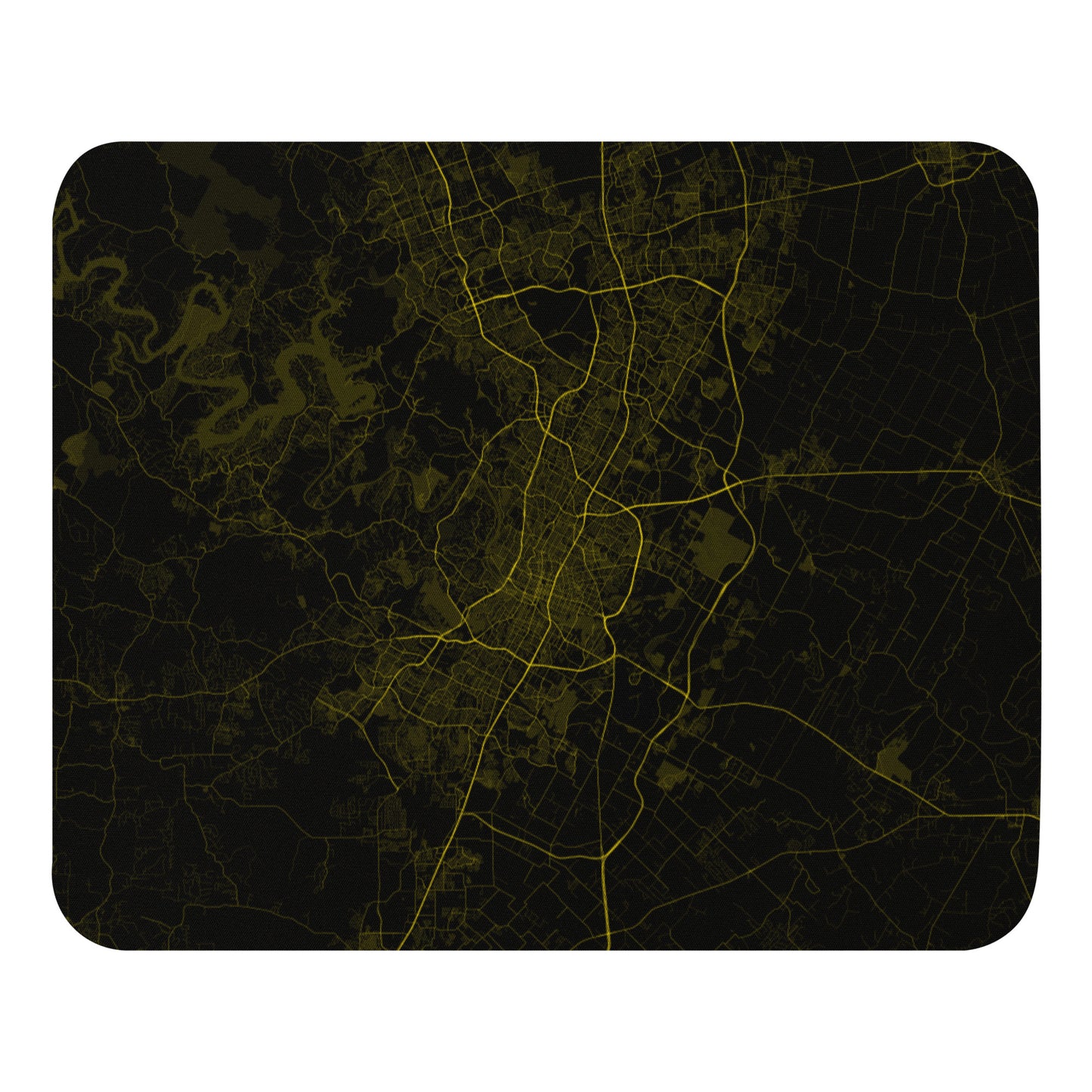 Austin Black and Yellow Map Mouse Pad