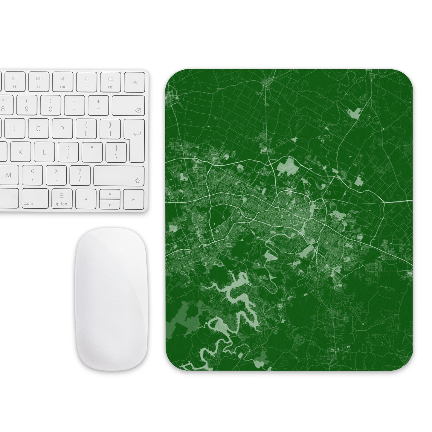 Austin Green and White Map Mouse Pad