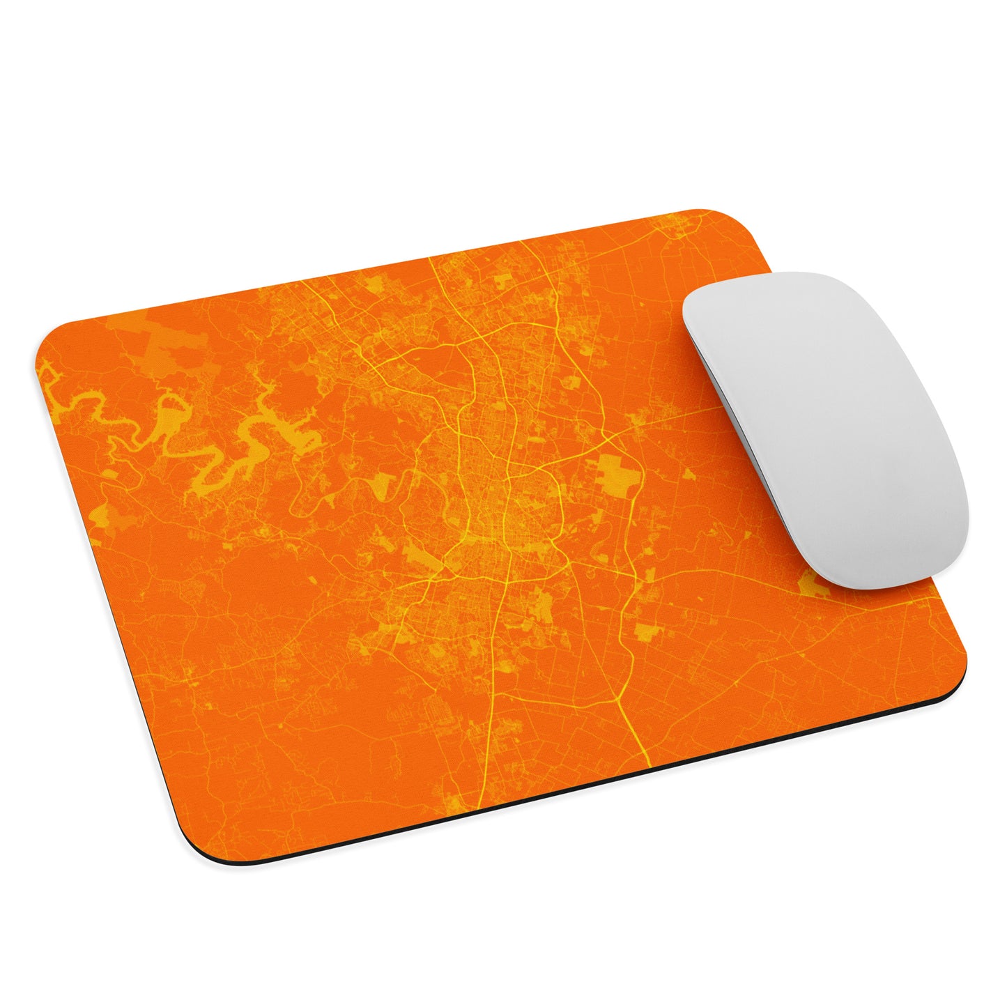 Austin Orange and Yellow Map Mouse Pad