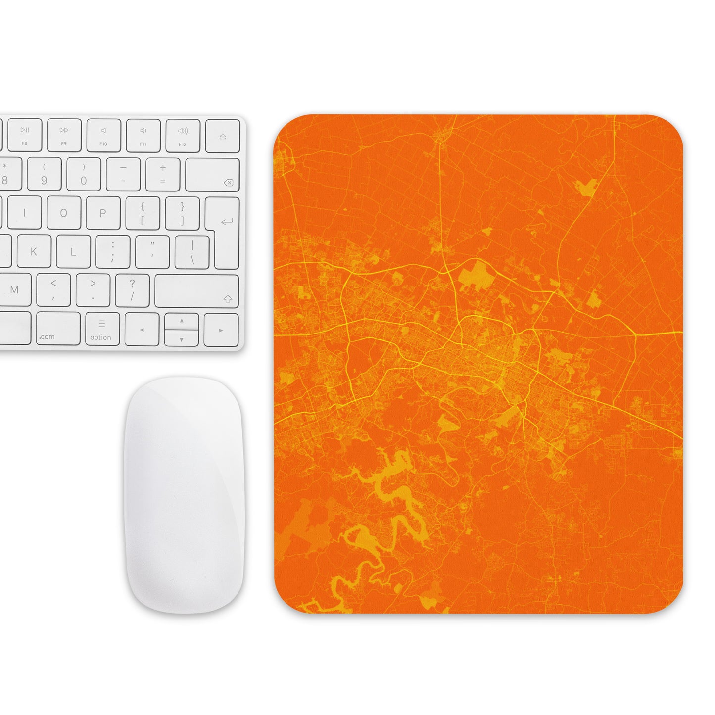 Austin Orange and Yellow Map Mouse Pad