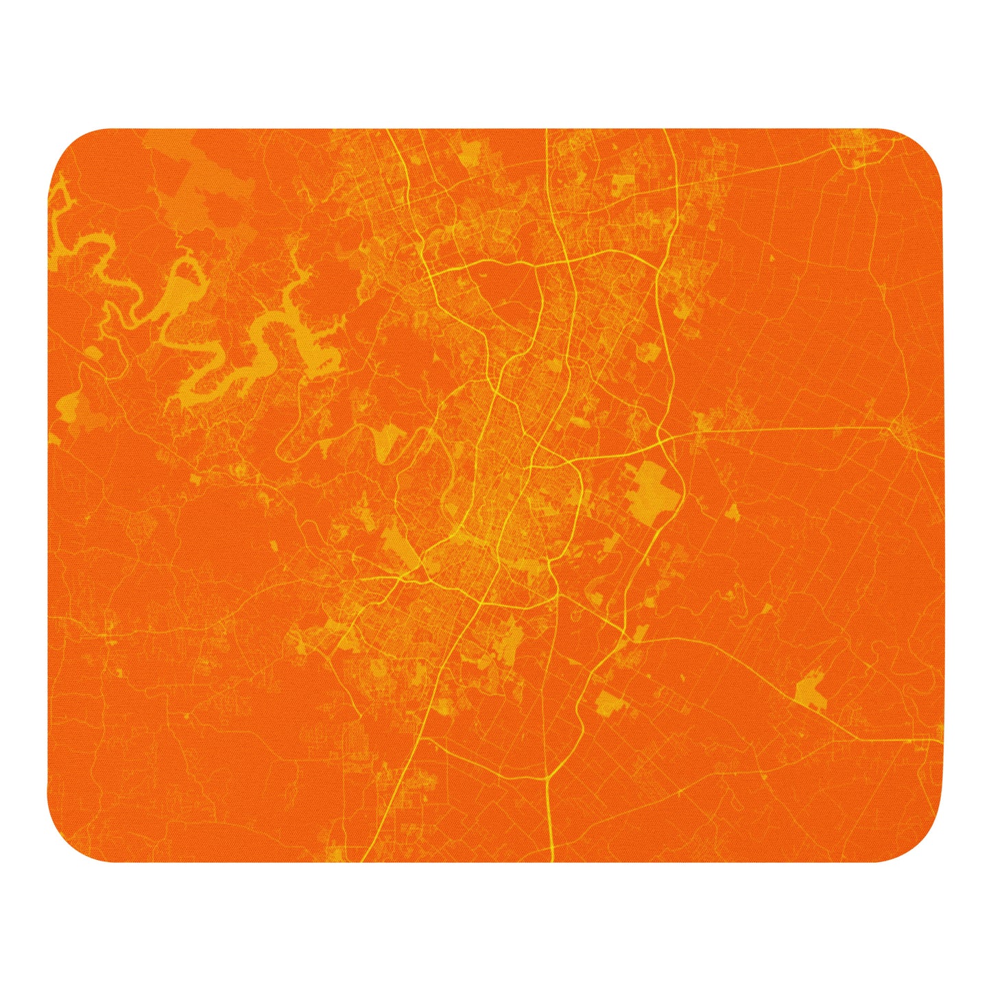 Austin Orange and Yellow Map Mouse Pad