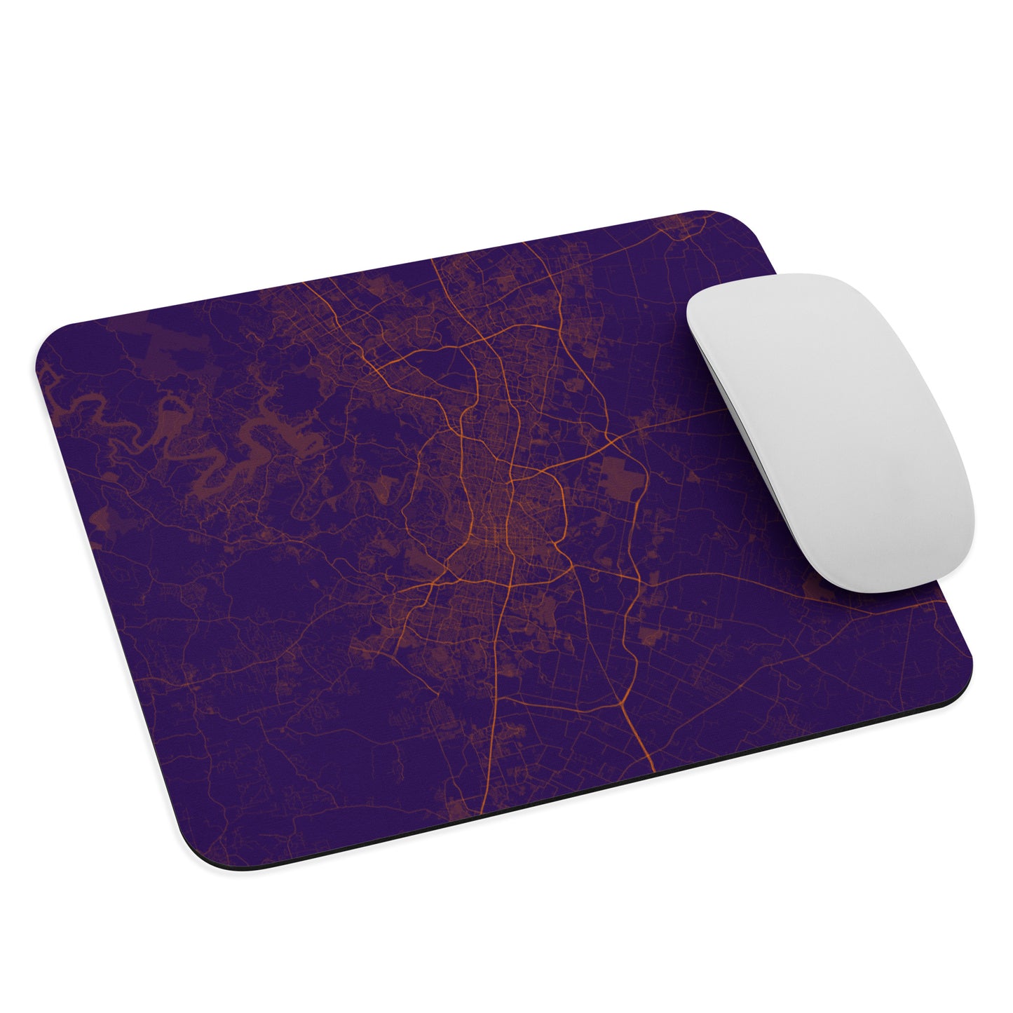 Austin Purple and Orange Map Mouse Pad