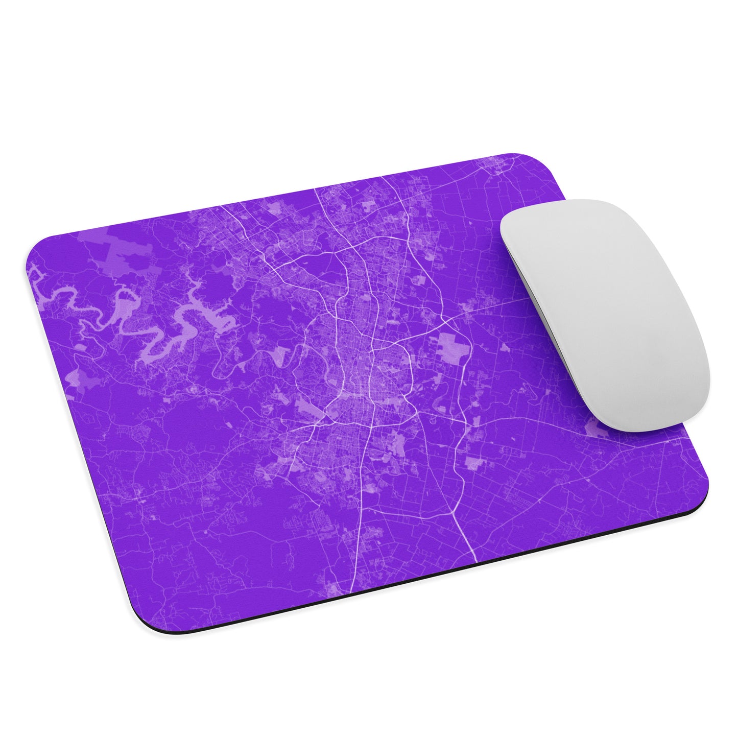 Austin Purple and White Map Mouse Pad