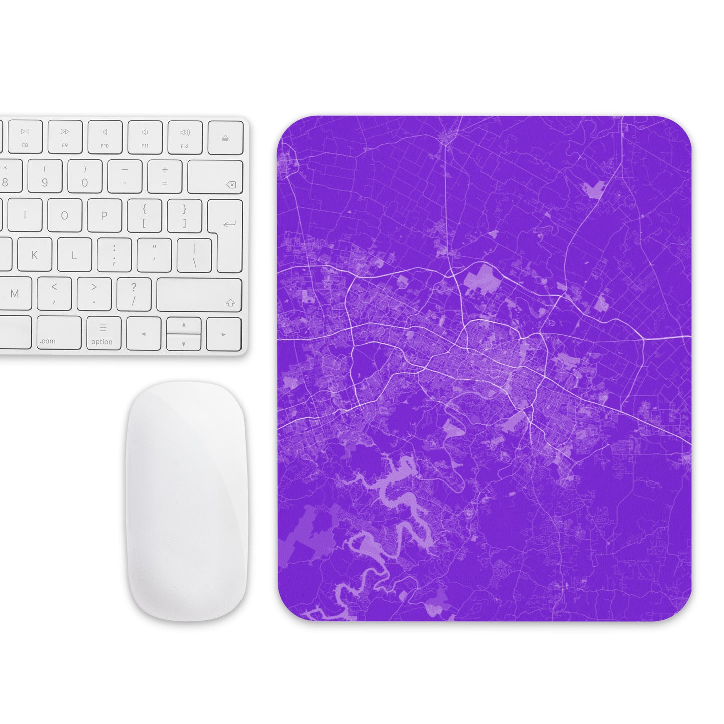 Austin Purple and White Map Mouse Pad