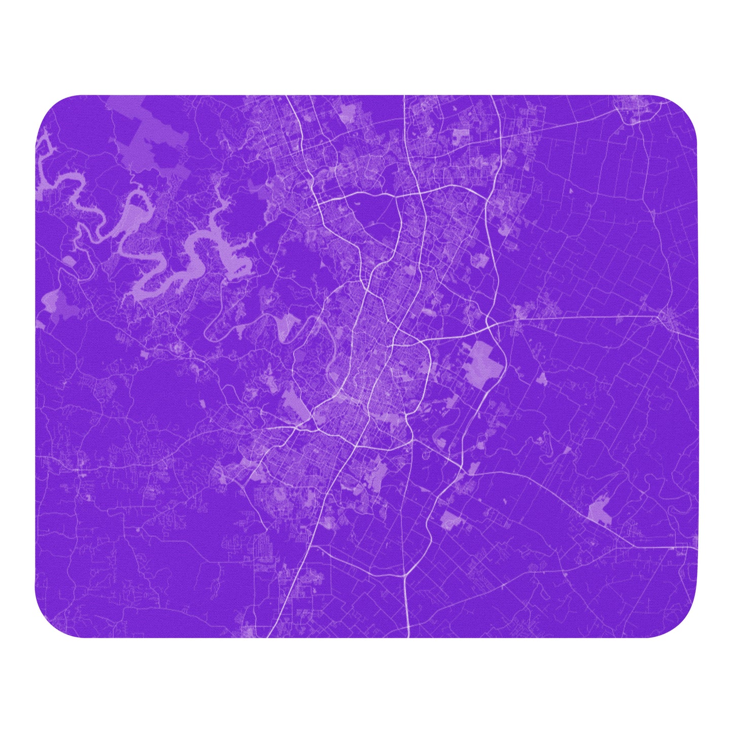 Austin Purple and White Map Mouse Pad