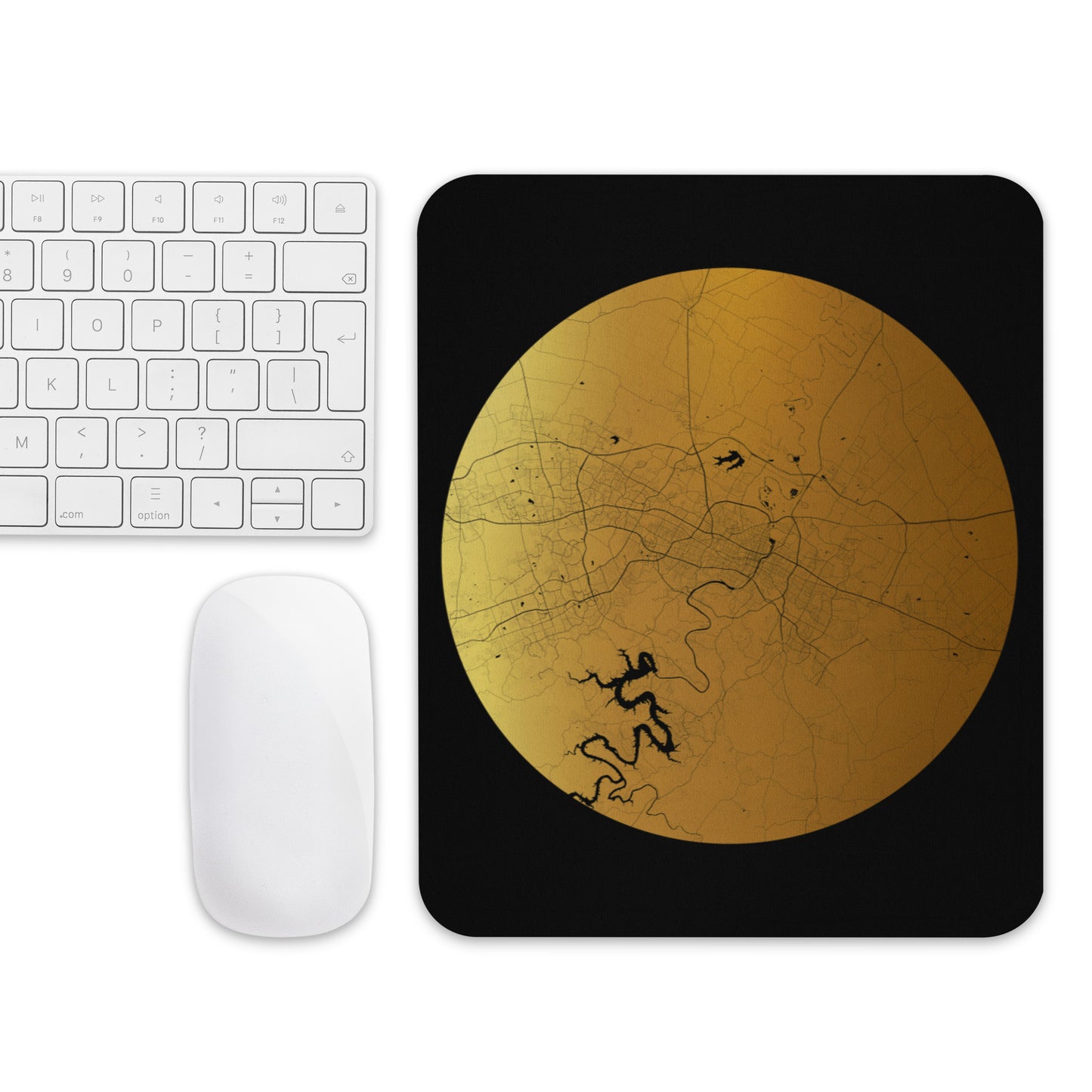 Austin Gold on Black Map Mouse Pad