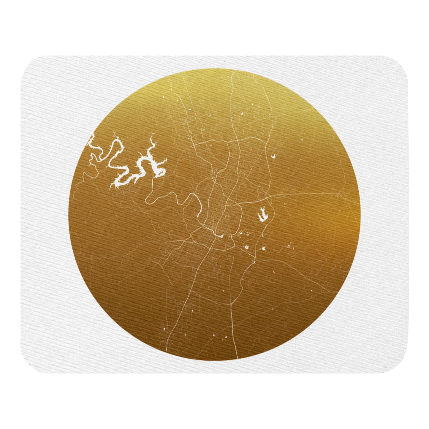 Austin Gold on White Map Mouse Pad