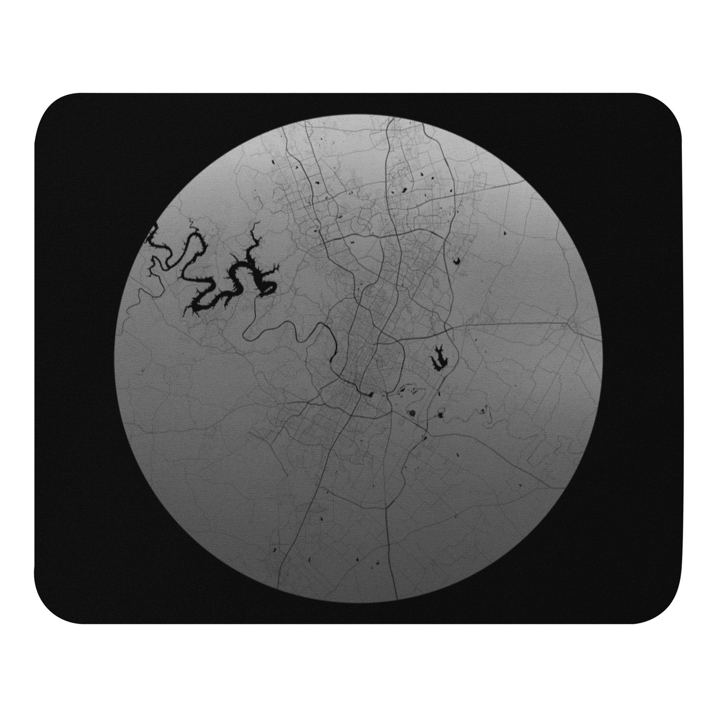 Austin Silver on Black Map Mouse Pad