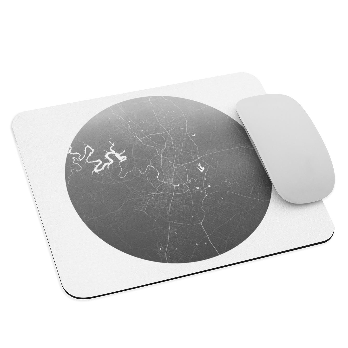 Austin Silver on White Map Mouse Pad