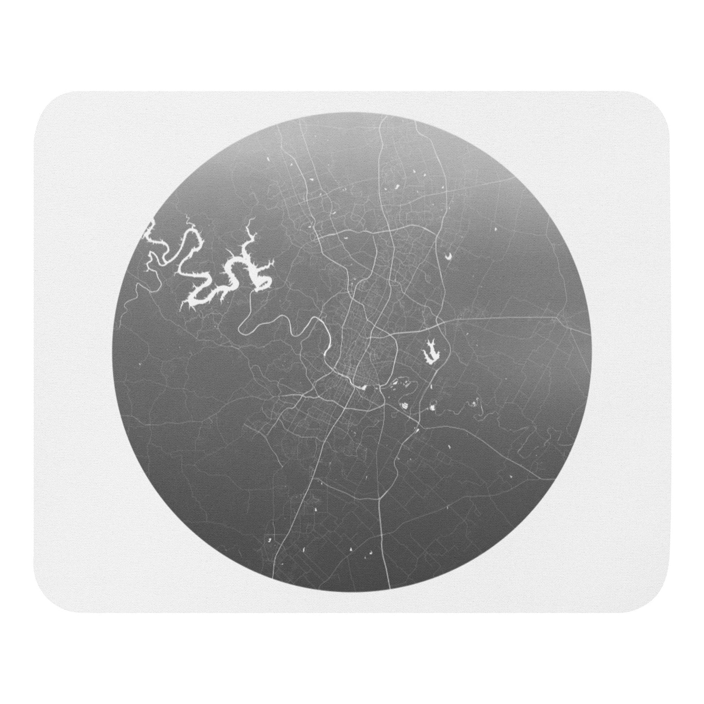 Austin Silver on White Map Mouse Pad