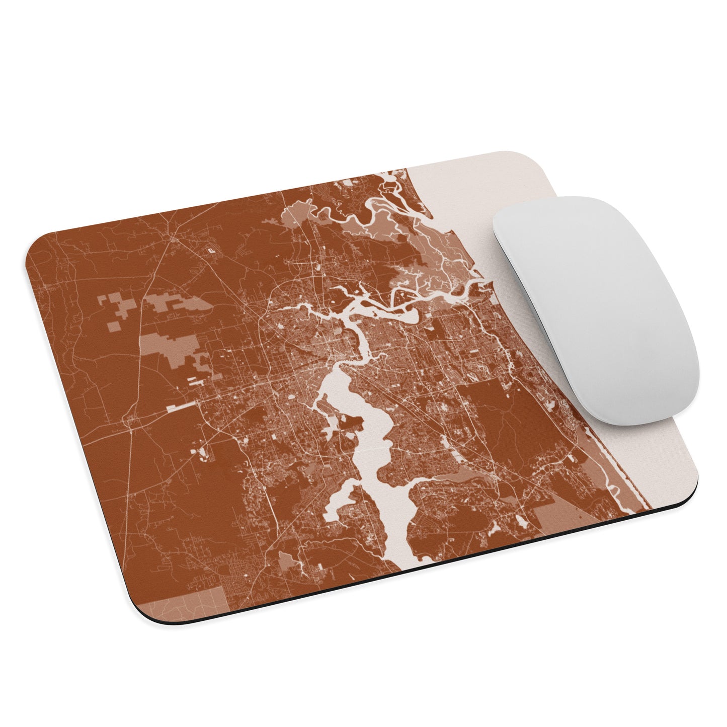 Jacksonville Brown and White Map Mouse Pad