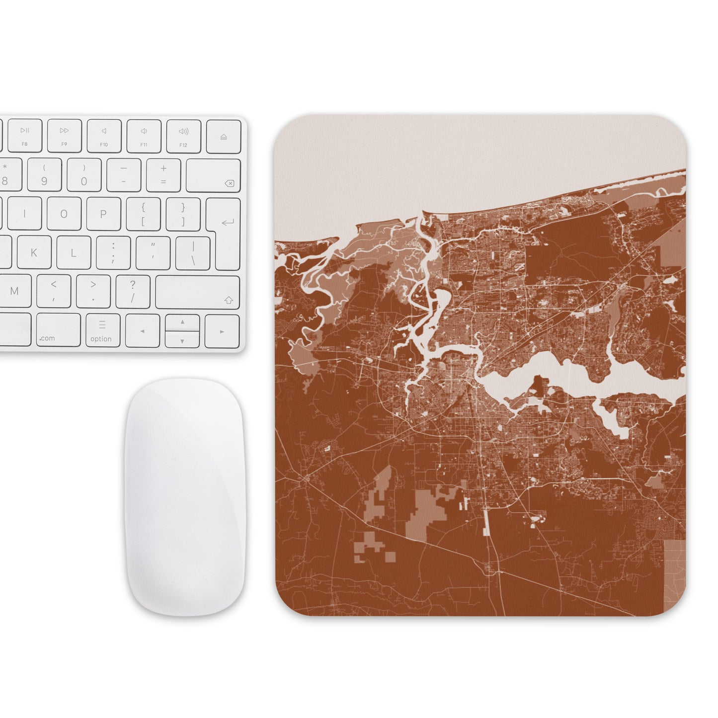 Jacksonville Brown and White Map Mouse Pad