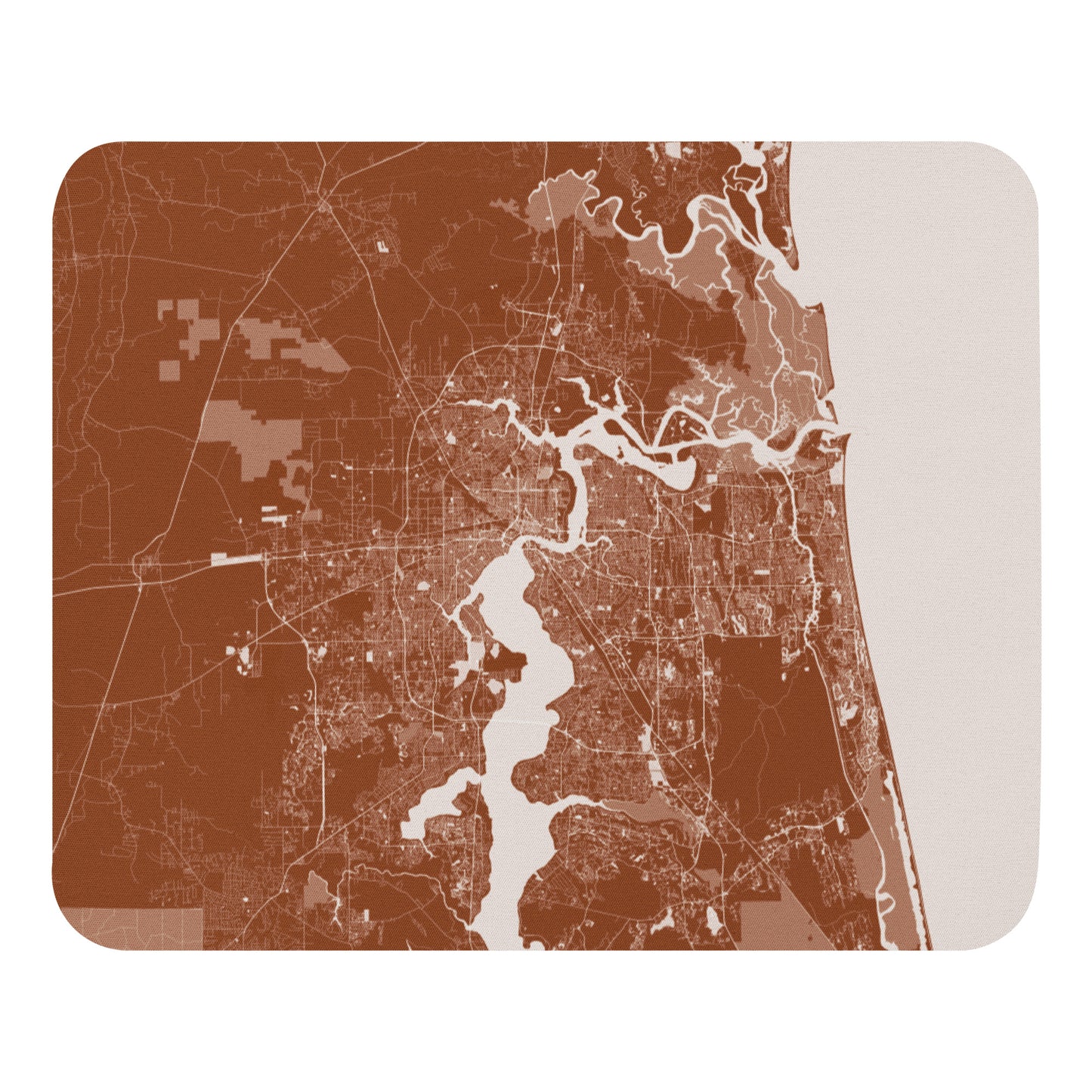 Jacksonville Brown and White Map Mouse Pad