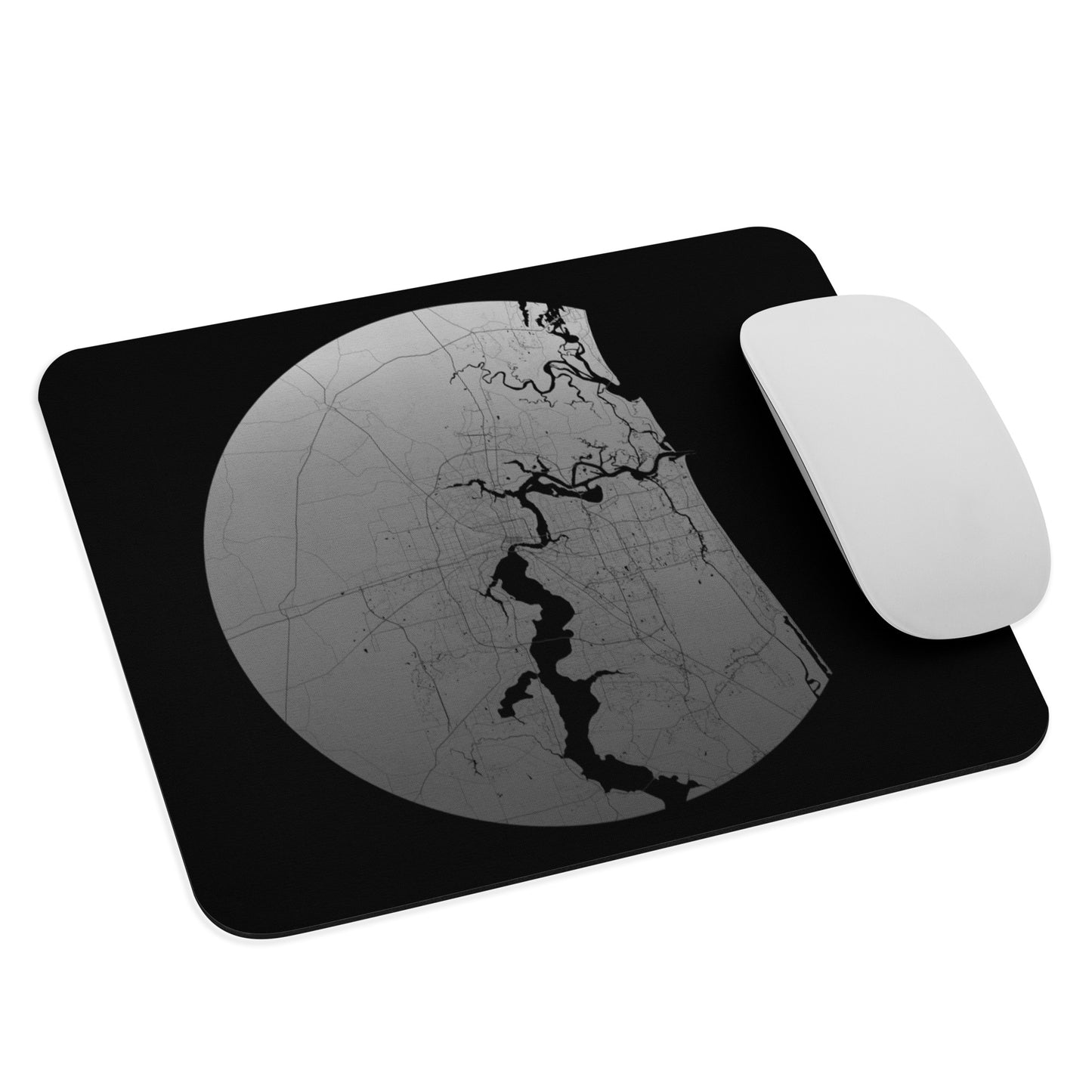 Jacksonville Silver on Black Map Mouse Pad