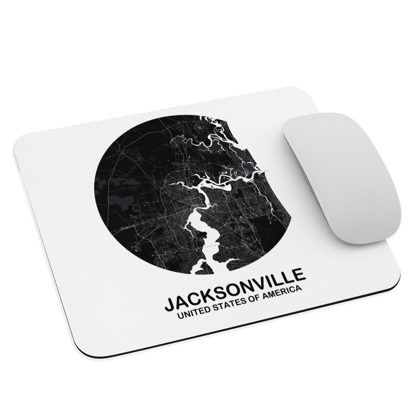 Jacksonville Circular Black Map Mouse Pad