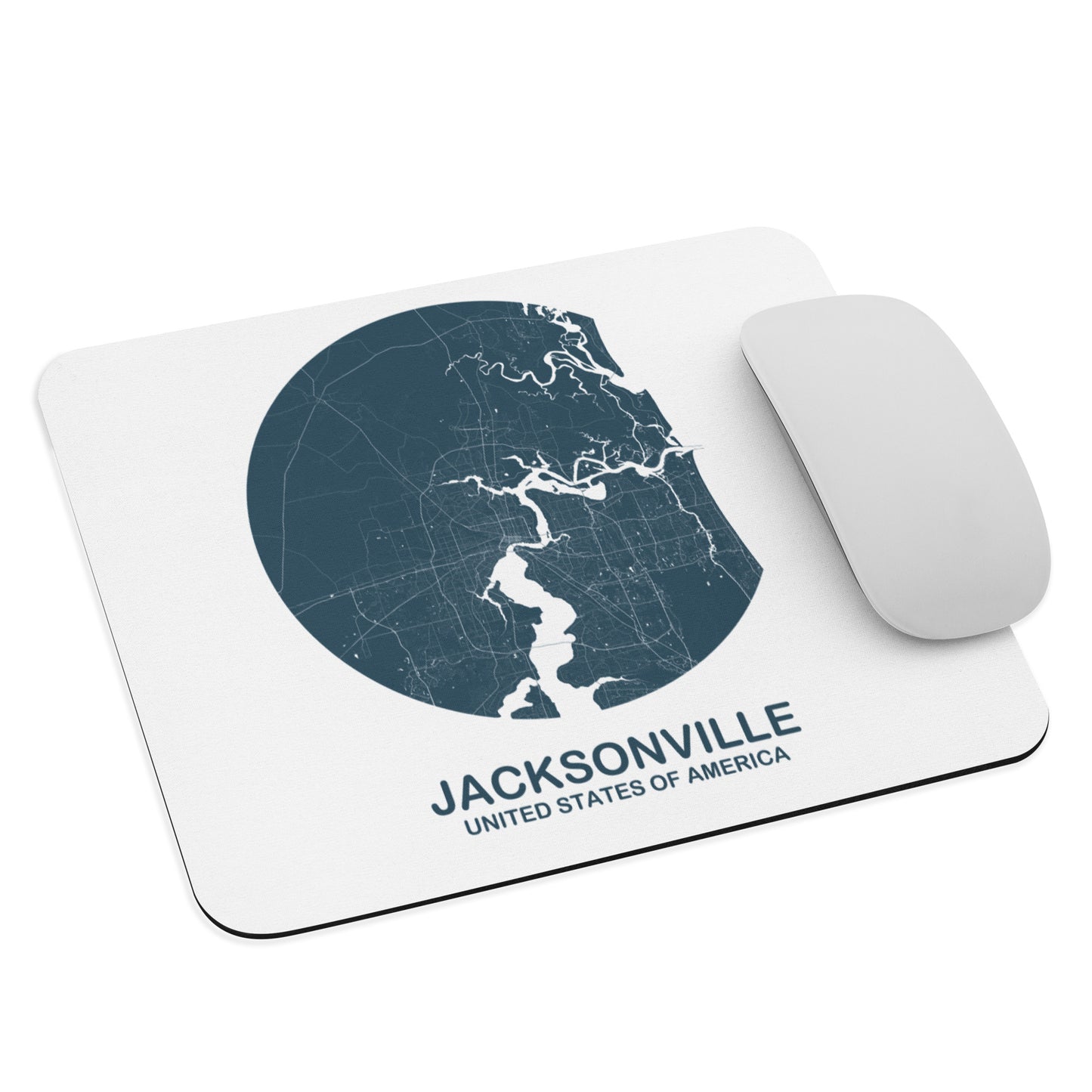 Jacksonville Circular Blue Map Mouse Pad